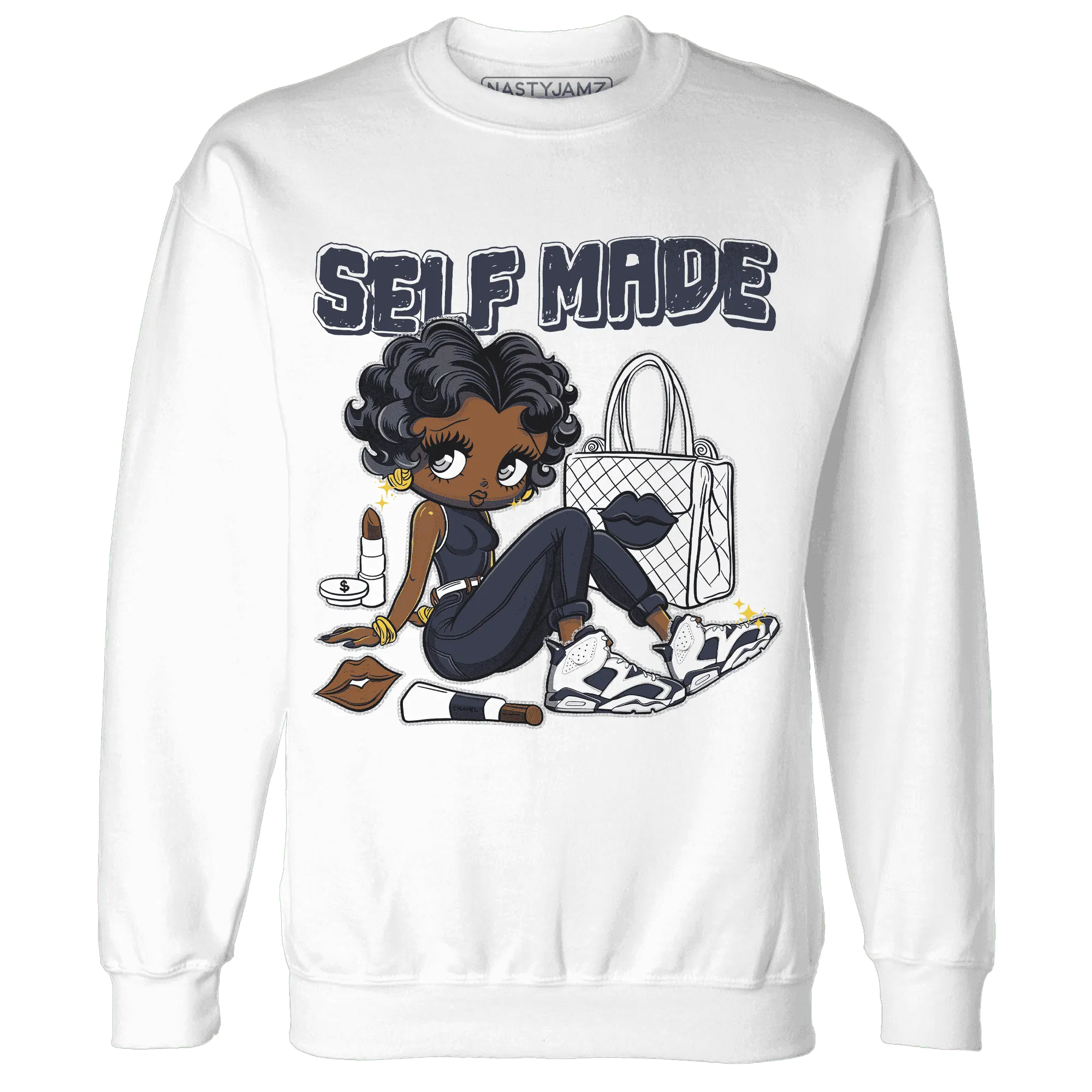 White-Navy-6s-Sweatshirt-Match-Sneaker-Girl-Selfmade