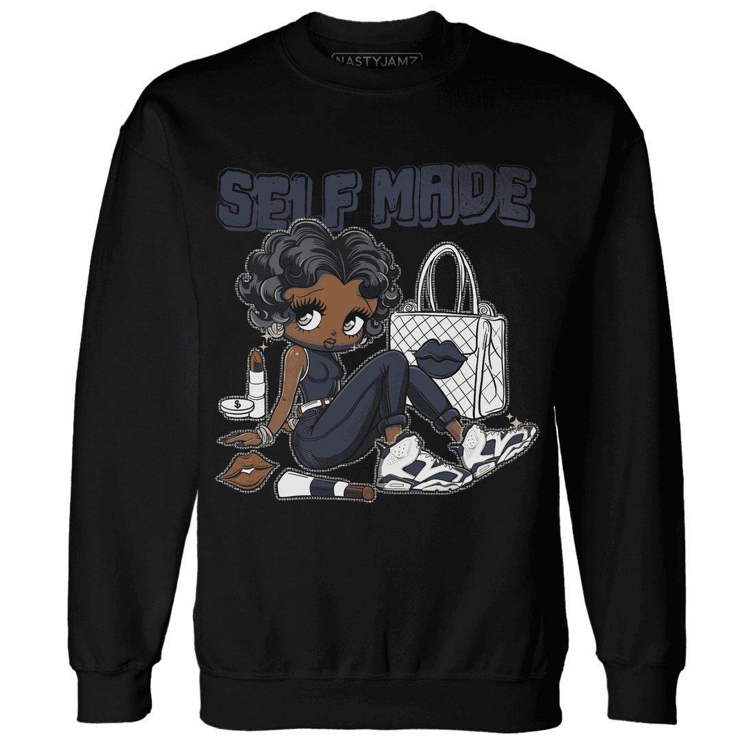 White-Navy-6s-Sweatshirt-Match-Sneaker-Girl-Selfmade