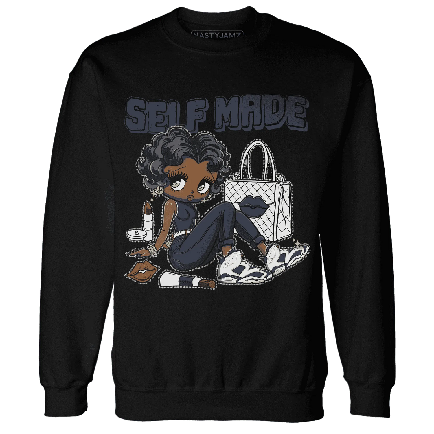 White-Navy-6s-Sweatshirt-Match-Sneaker-Girl-Selfmade