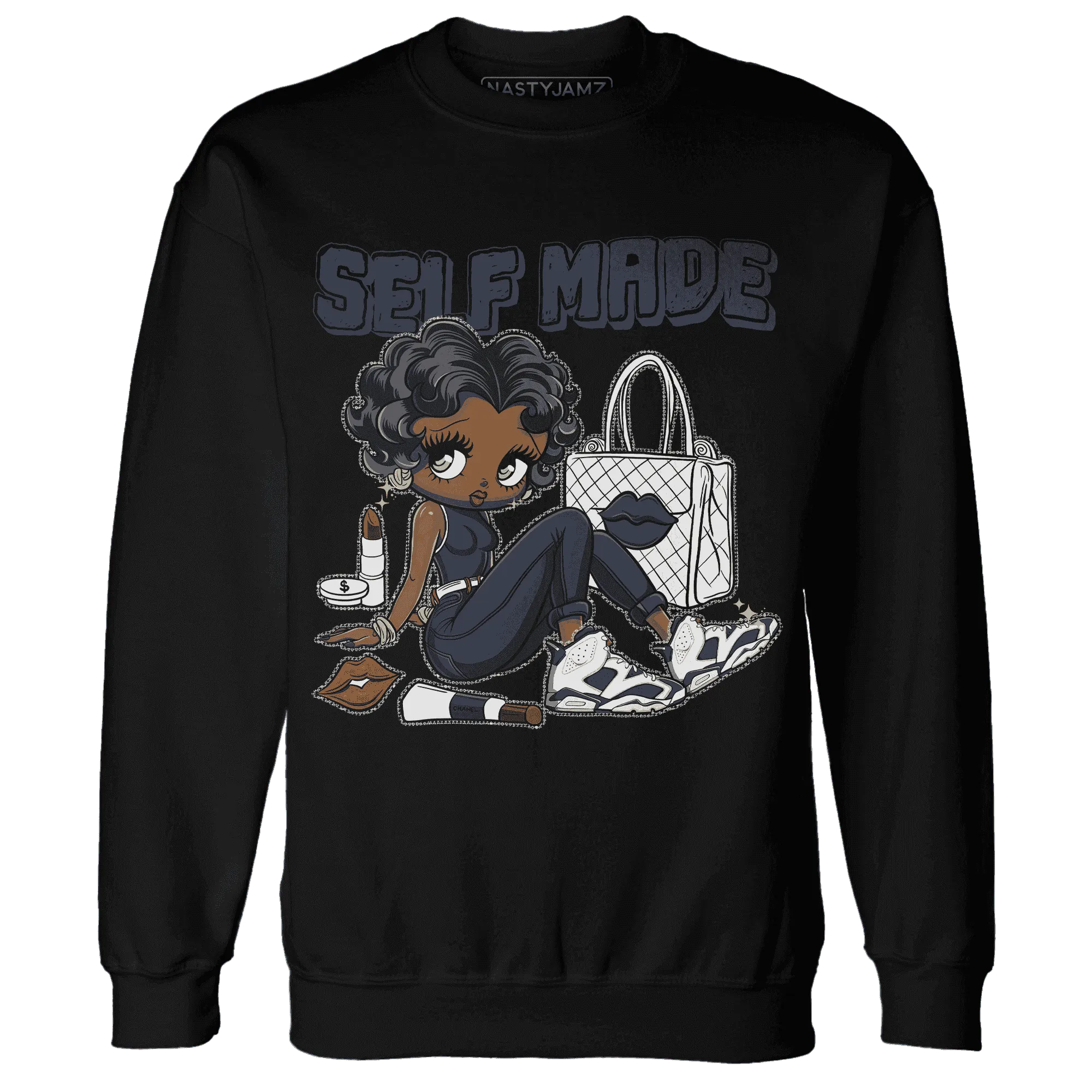 White-Navy-6s-Sweatshirt-Match-Sneaker-Girl-Selfmade