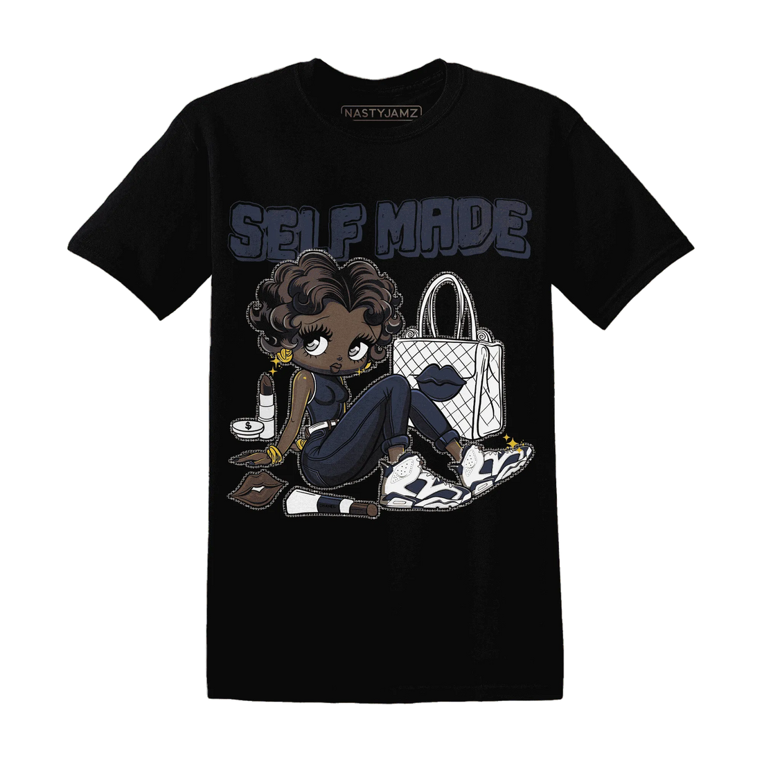 White-Navy-6s-T-Shirt-Match-Sneaker-Girl-Selfmade