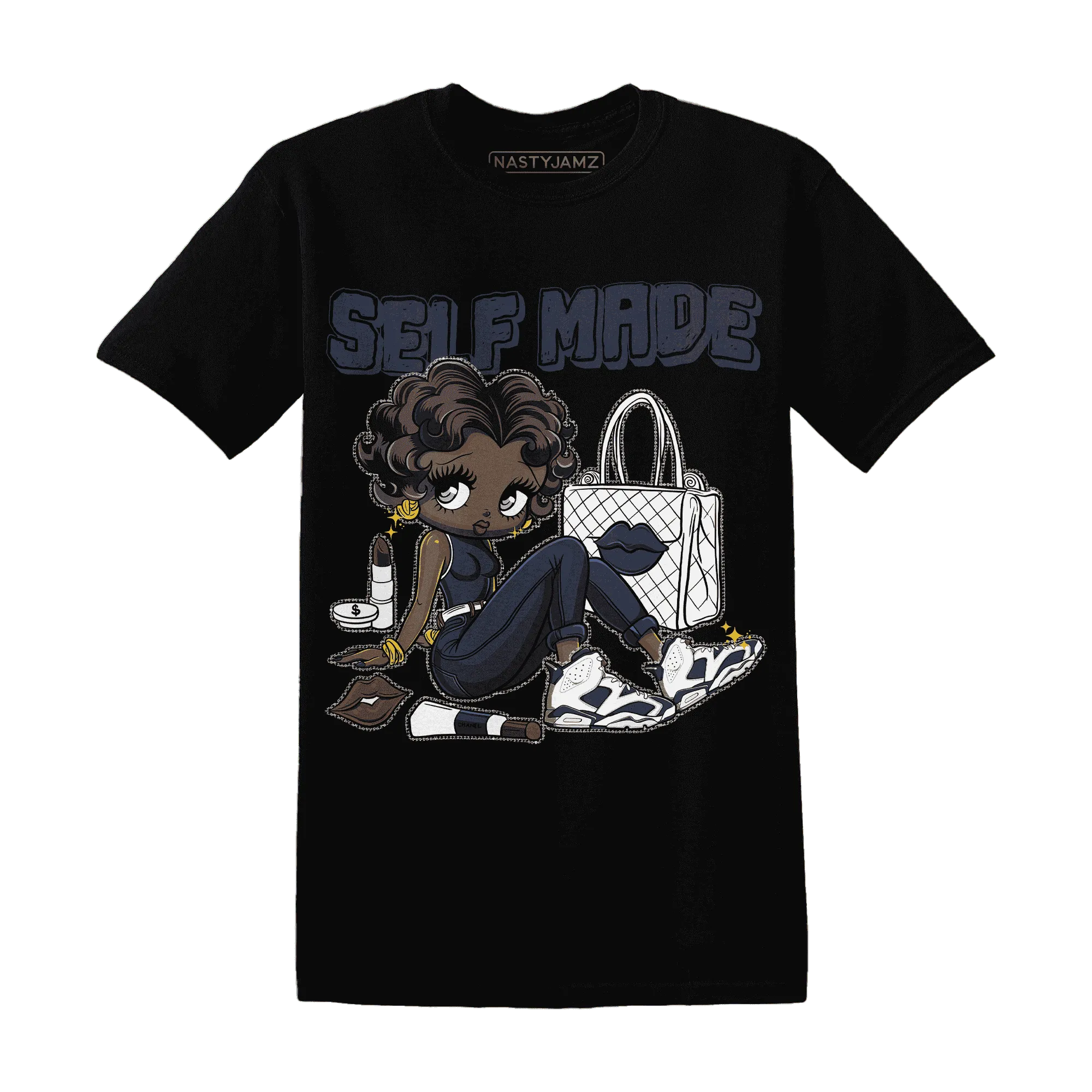 White-Navy-6s-T-Shirt-Match-Sneaker-Girl-Selfmade