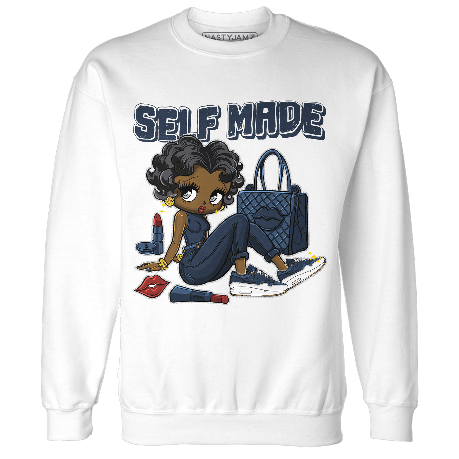 AM 1 86 Jackie Robinson Sweatshirt Match Sneaker Girl Selfmade - NastyJamz