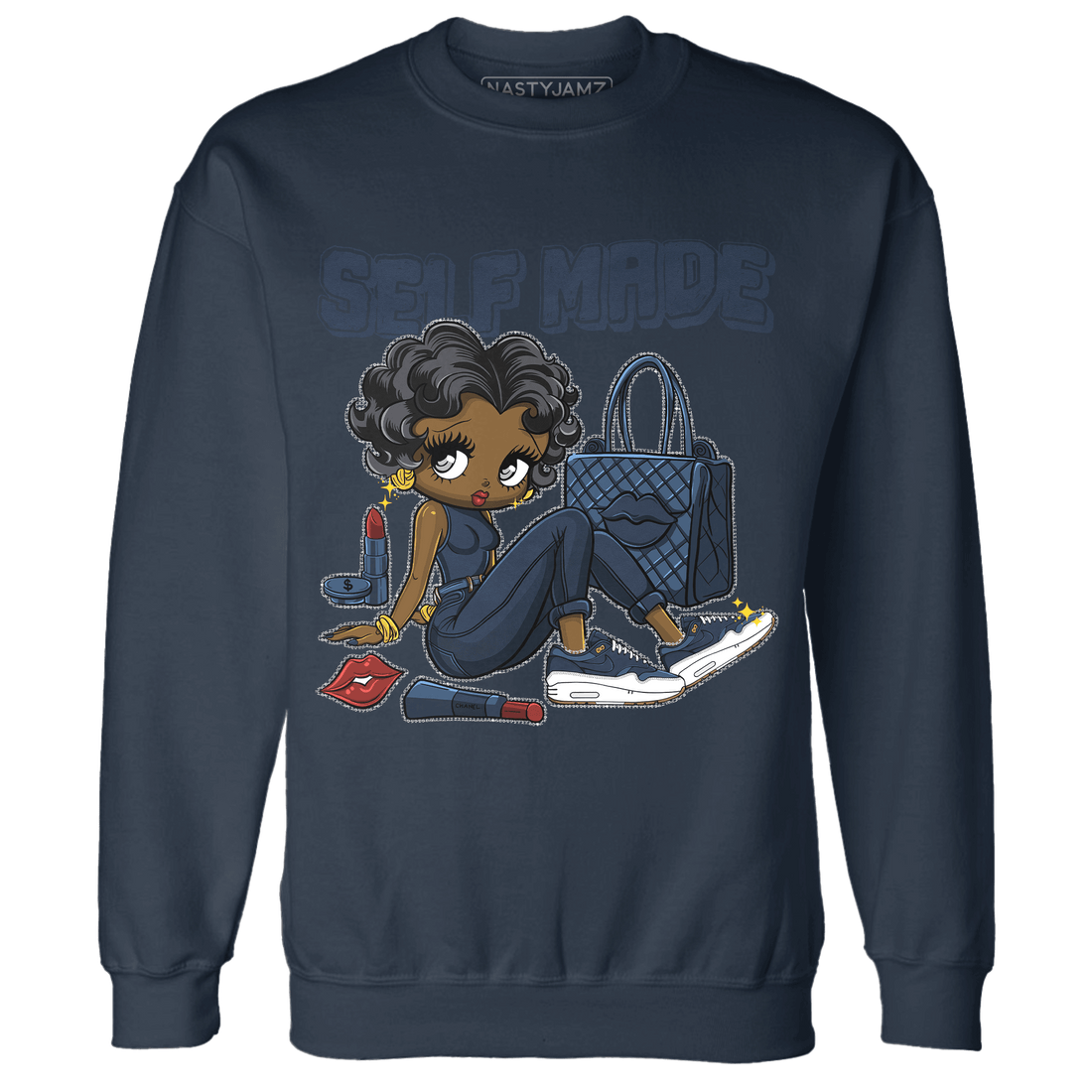 AM 1 86 Jackie Robinson Sweatshirt Match Sneaker Girl Selfmade - NastyJamz