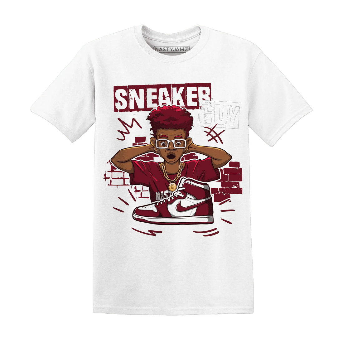 NastyJamz-High-White-Team-Red-1s-T-Shirt-Match-Sneaker-Guy-Collector