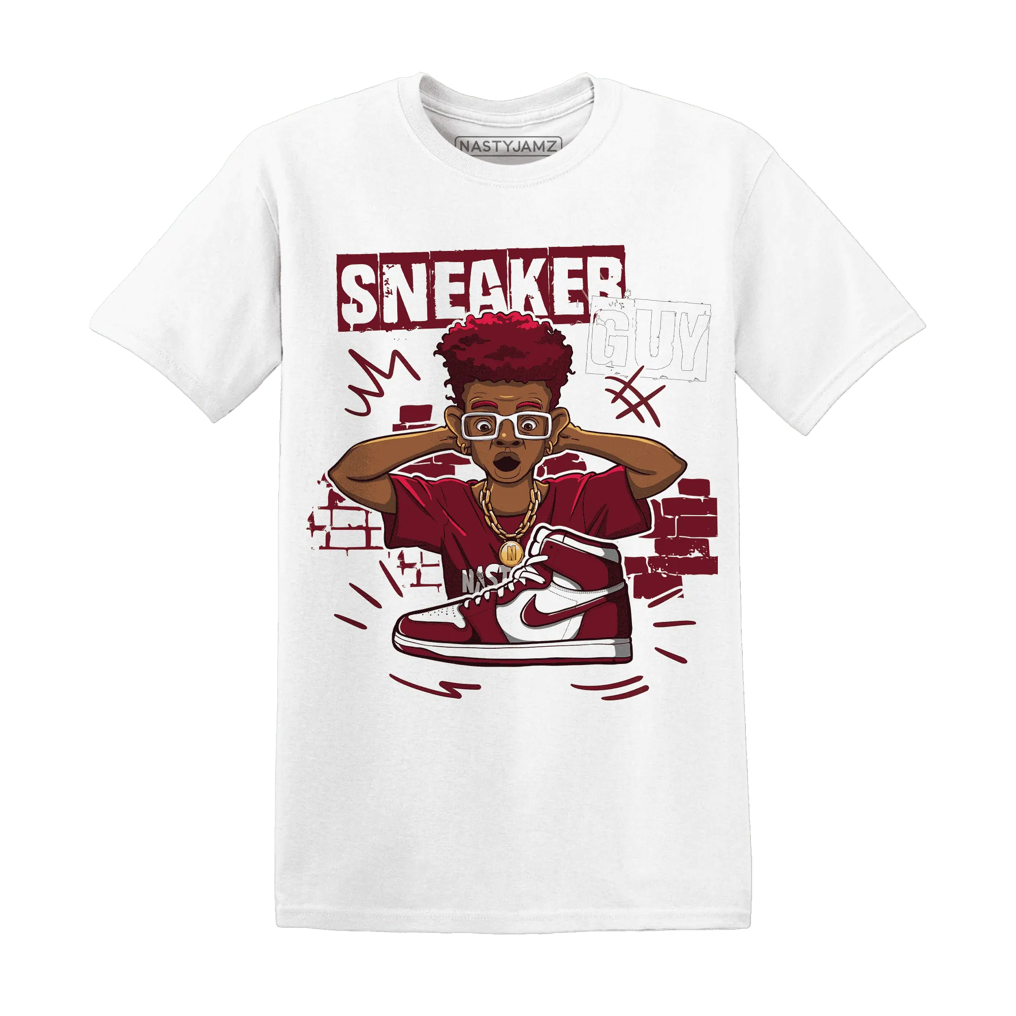 NastyJamz-High-White-Team-Red-1s-T-Shirt-Match-Sneaker-Guy-Collector