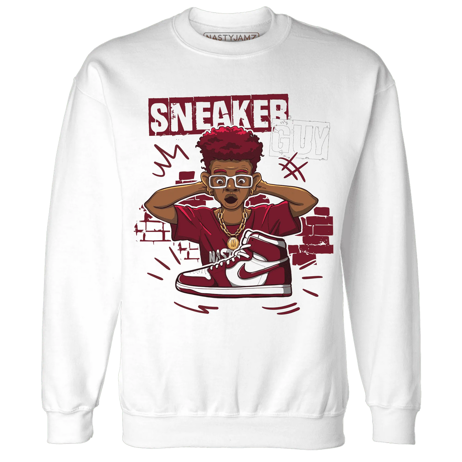 NastyJamz-High-White-Team-Red-1s-Sweatshirt-Match-Sneaker-Guy-Collector