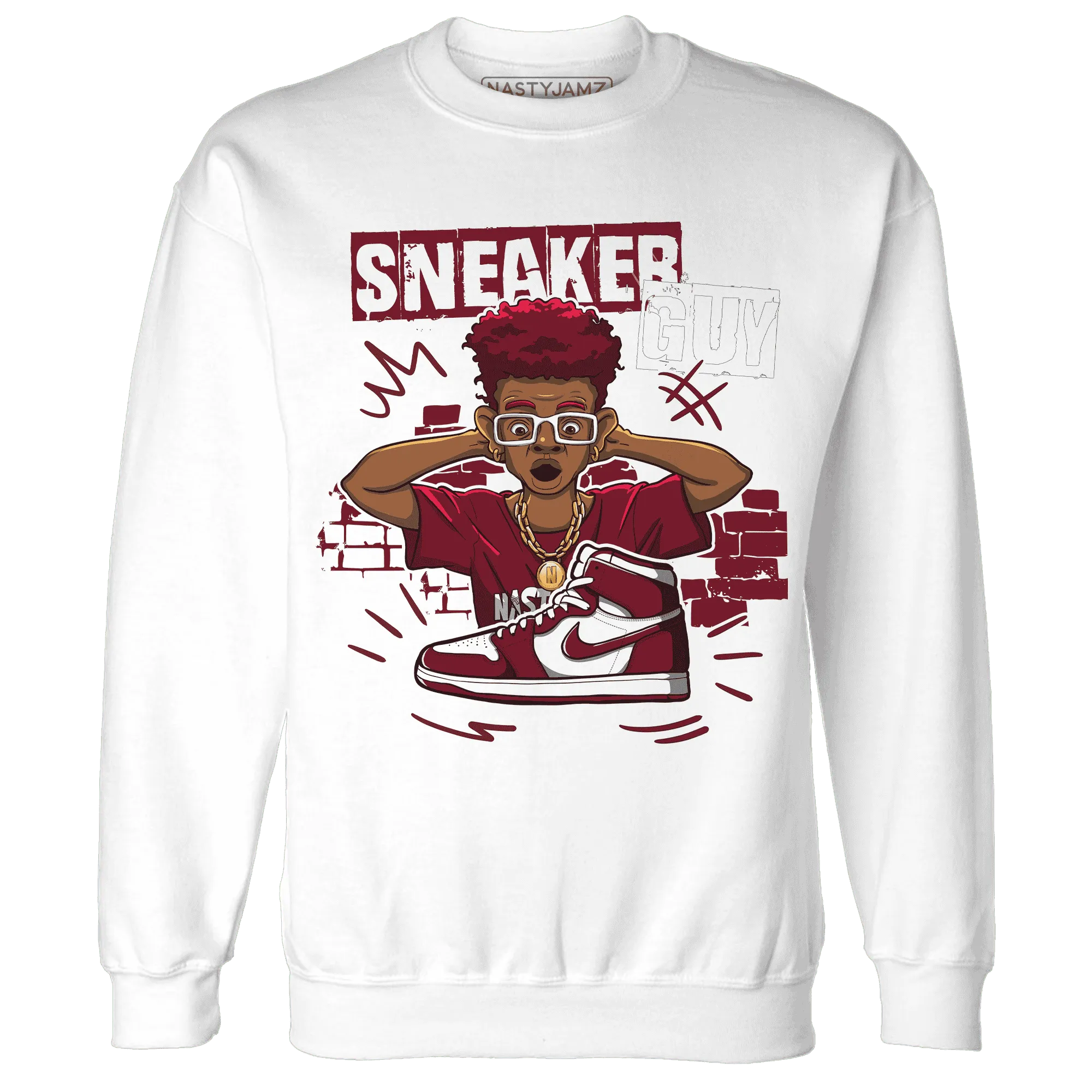 NastyJamz-High-White-Team-Red-1s-Sweatshirt-Match-Sneaker-Guy-Collector