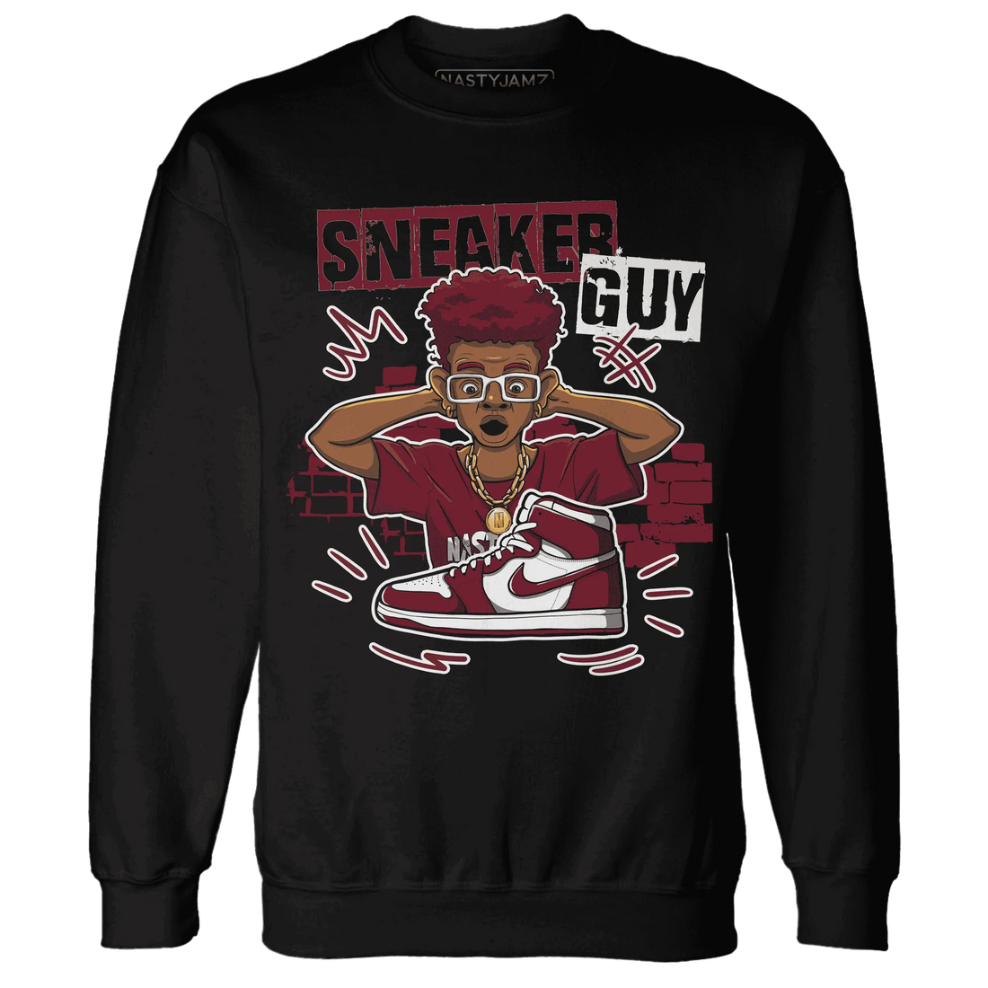 NastyJamz-High-White-Team-Red-1s-Sweatshirt-Match-Sneaker-Guy-Collector