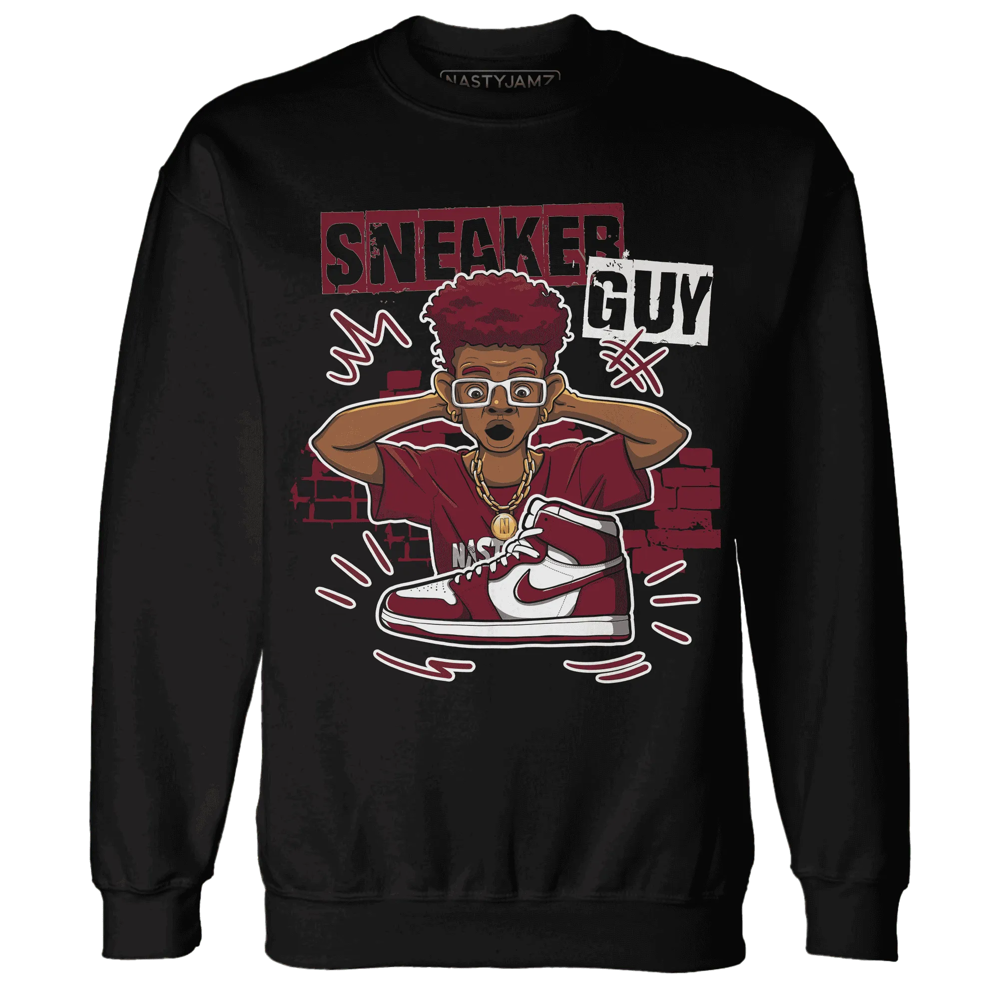 NastyJamz-High-White-Team-Red-1s-Sweatshirt-Match-Sneaker-Guy-Collector