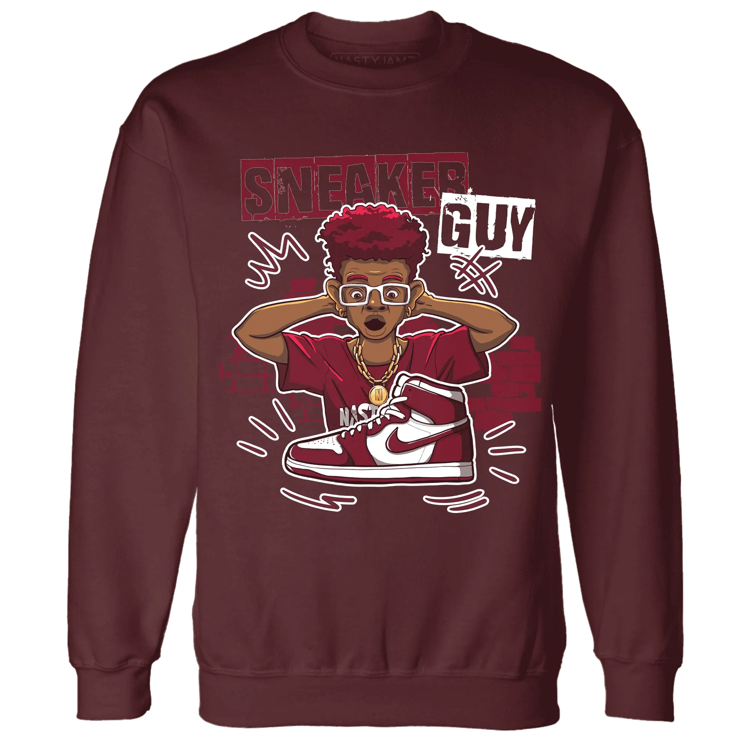 NastyJamz-High-White-Team-Red-1s-Sweatshirt-Match-Sneaker-Guy-Collector