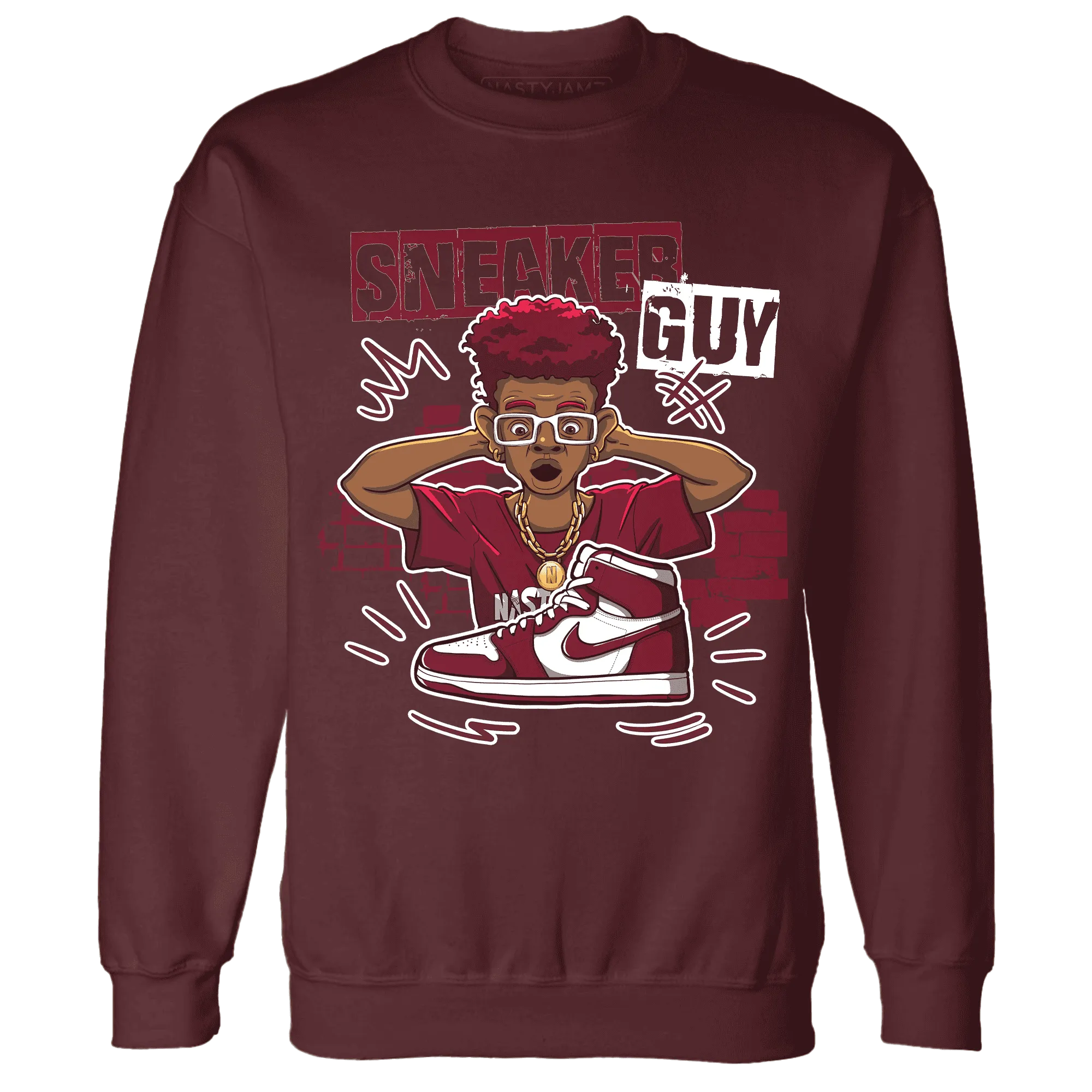 NastyJamz-High-White-Team-Red-1s-Sweatshirt-Match-Sneaker-Guy-Collector