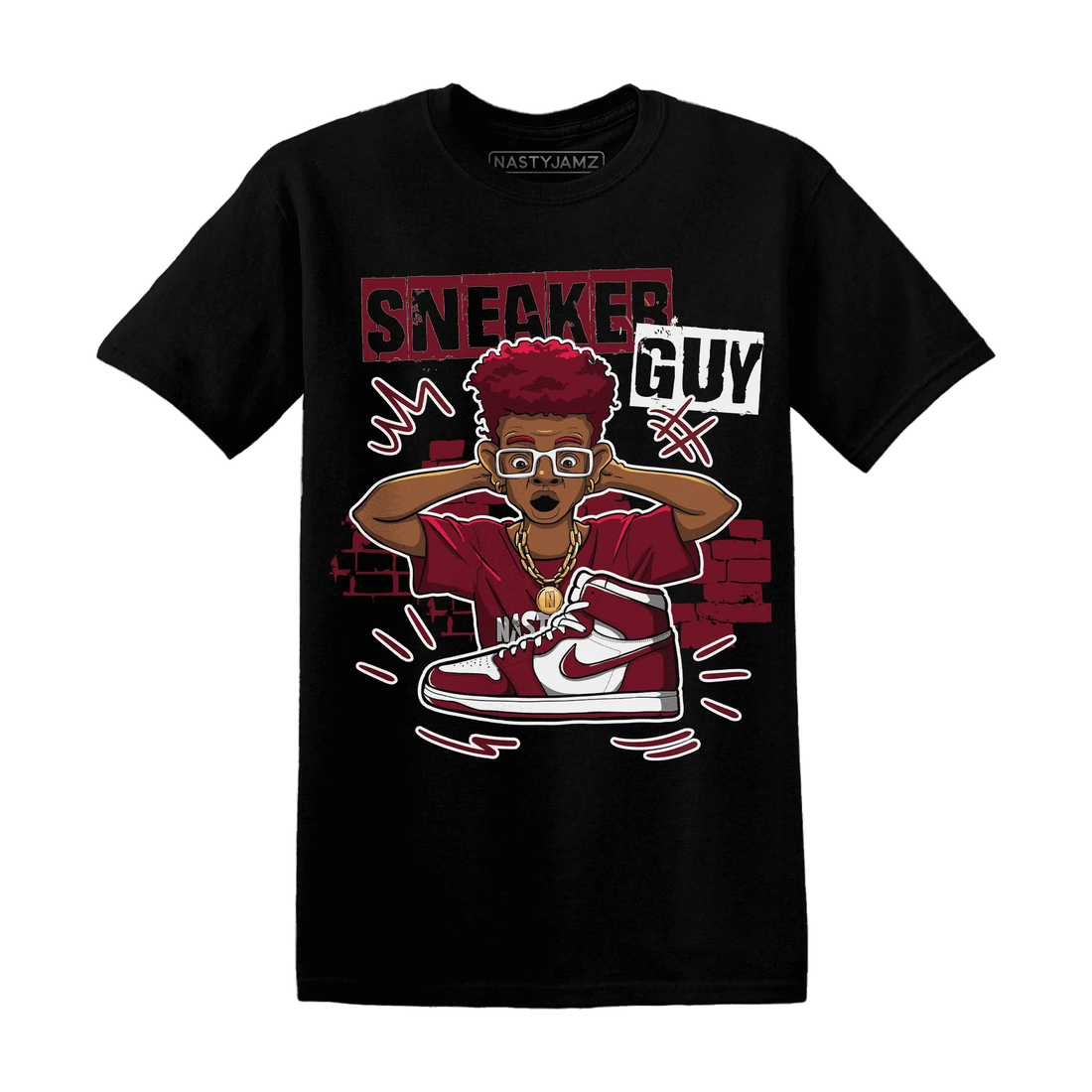 NastyJamz-High-White-Team-Red-1s-T-Shirt-Match-Sneaker-Guy-Collector