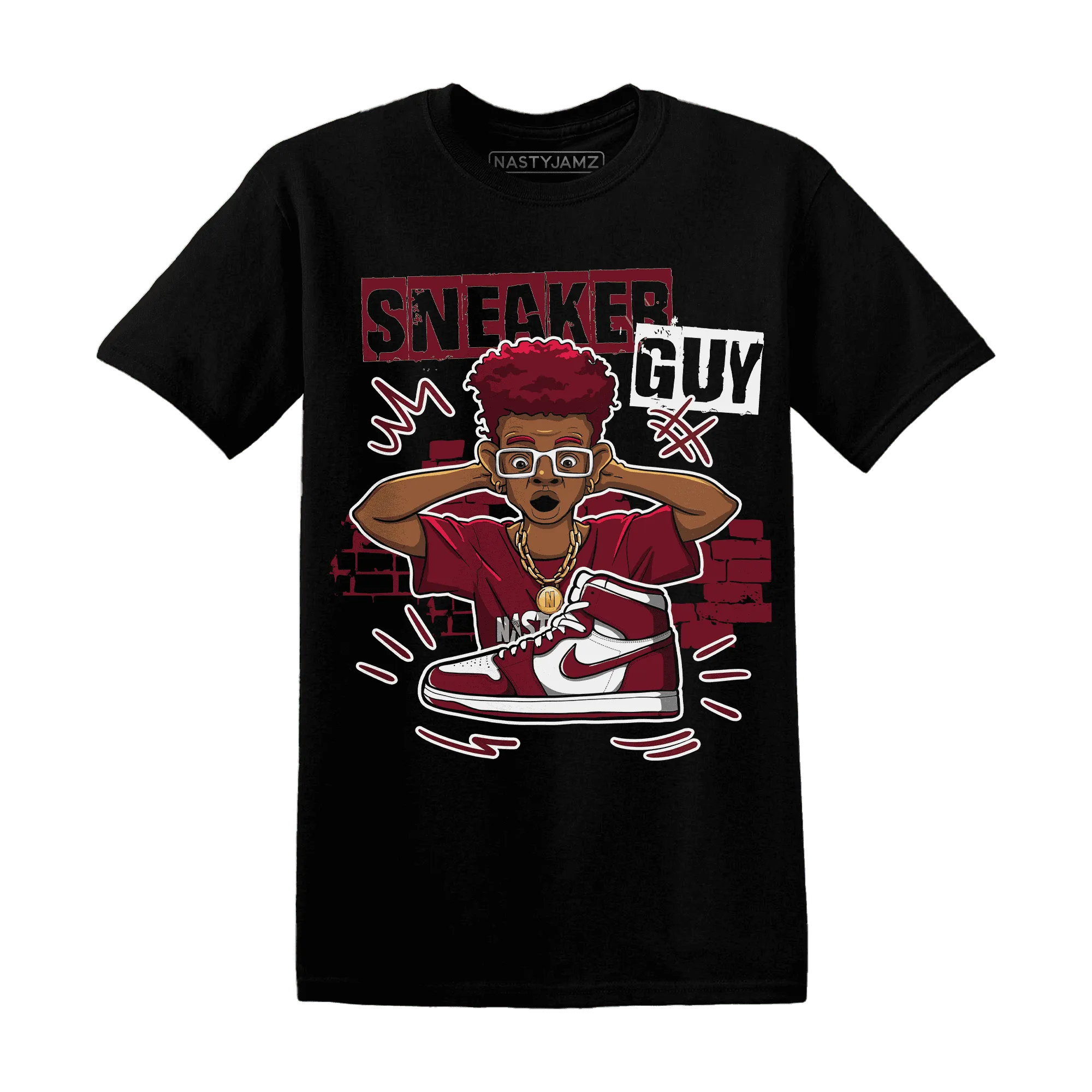 NastyJamz-High-White-Team-Red-1s-T-Shirt-Match-Sneaker-Guy-Collector