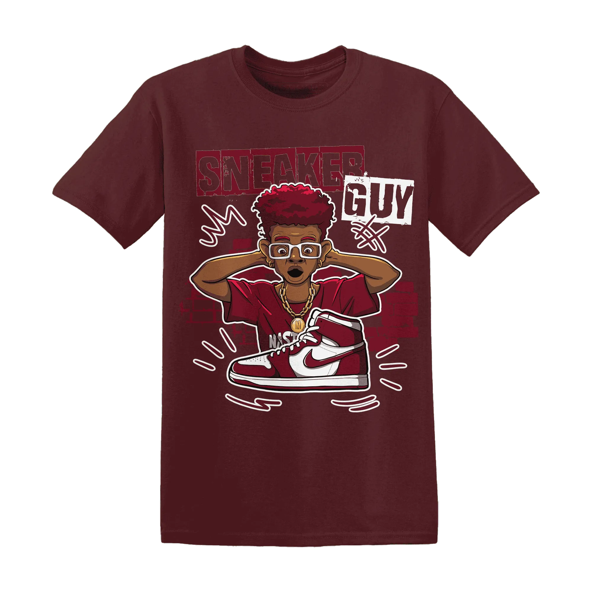 NastyJamz-High-White-Team-Red-1s-T-Shirt-Match-Sneaker-Guy-Collector