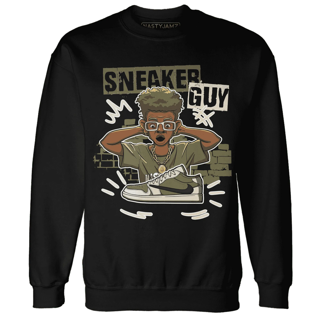 NastyJamz-Medium-Olive-1s-Sweatshirt-Match-Sneaker-Guy-Collector