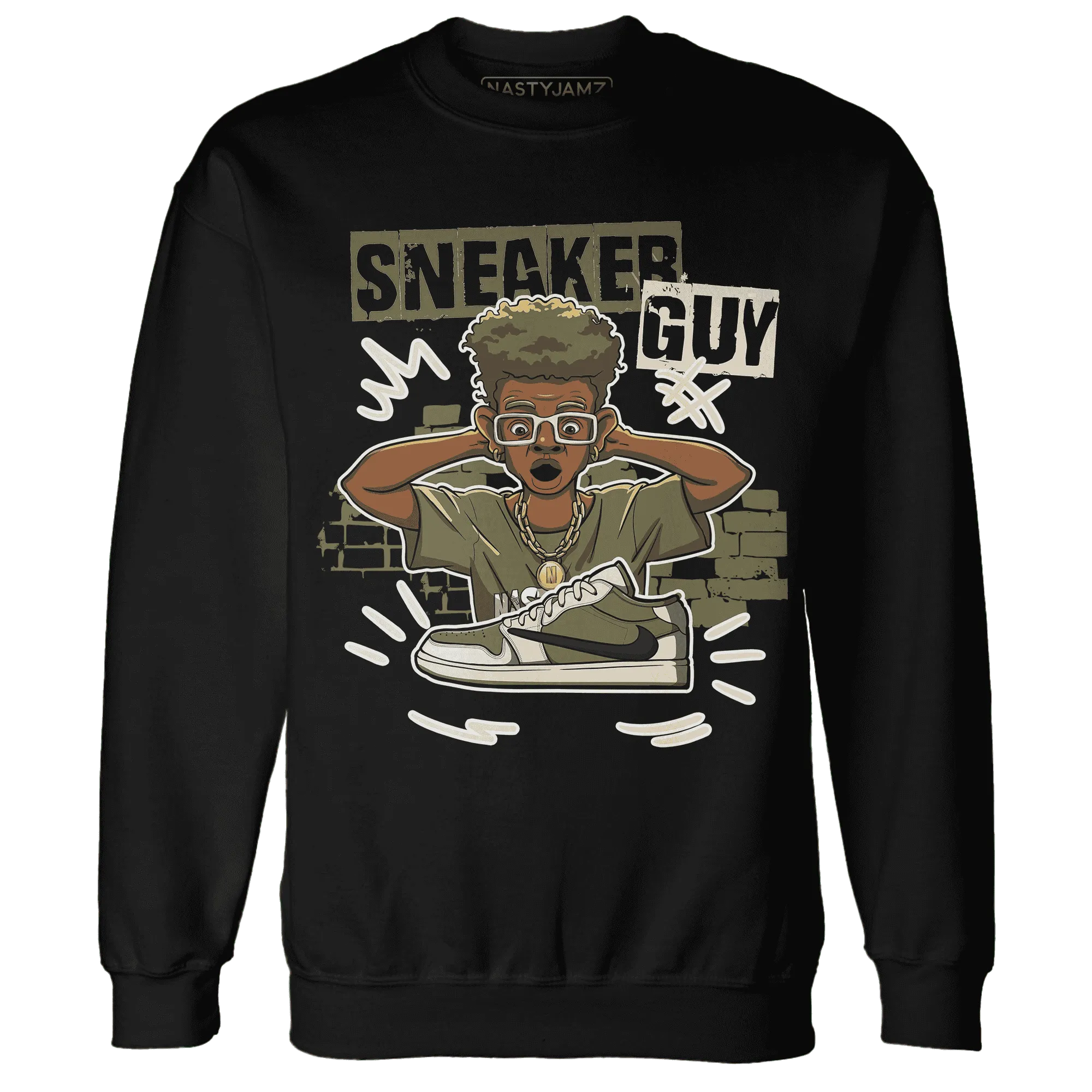 NastyJamz-Medium-Olive-1s-Sweatshirt-Match-Sneaker-Guy-Collector
