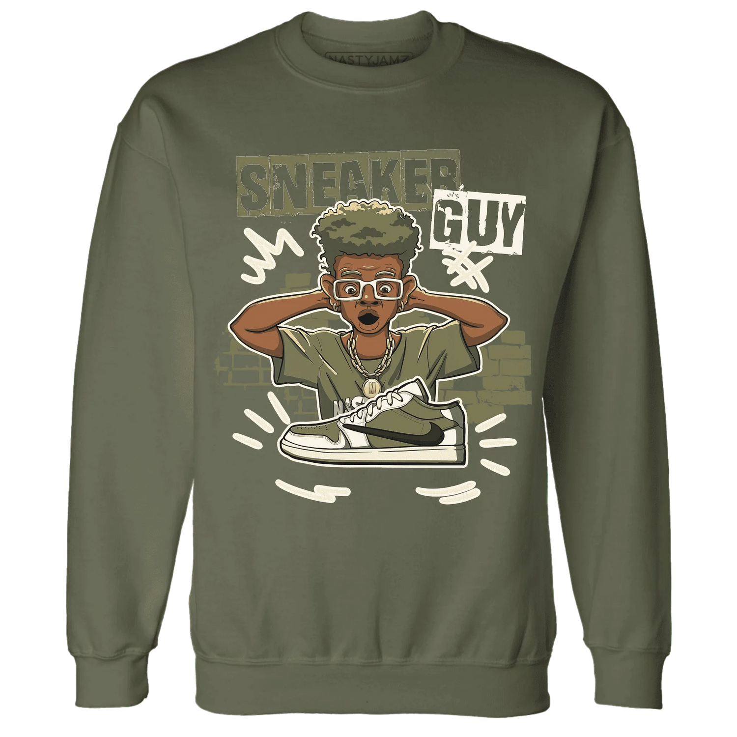 NastyJamz-Medium-Olive-1s-Sweatshirt-Match-Sneaker-Guy-Collector