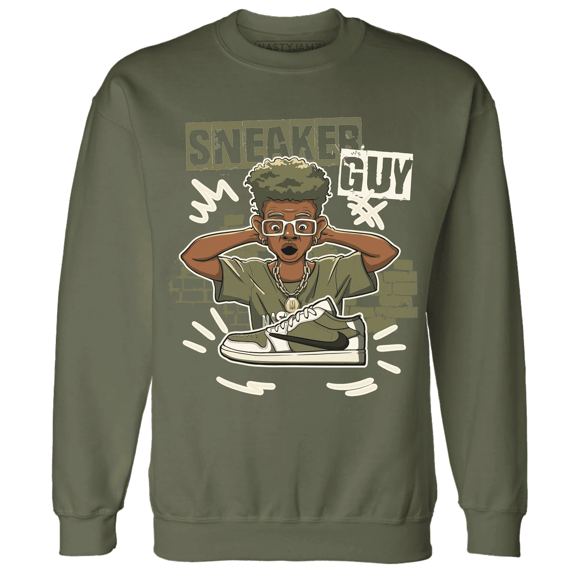 NastyJamz-Medium-Olive-1s-Sweatshirt-Match-Sneaker-Guy-Collector