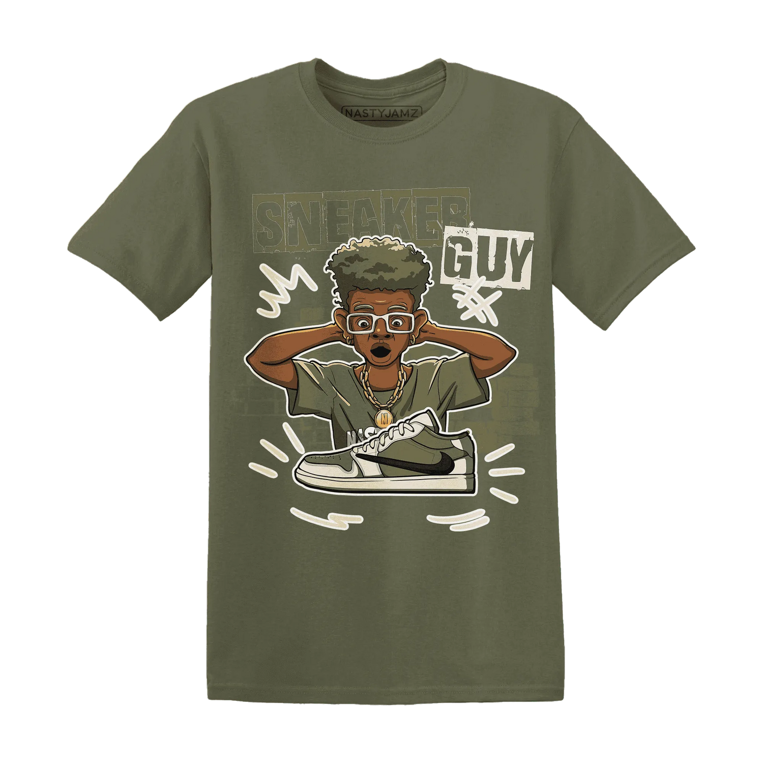 NastyJamz-Medium-Olive-1s-T-Shirt-Match-Sneaker-Guy-Collector