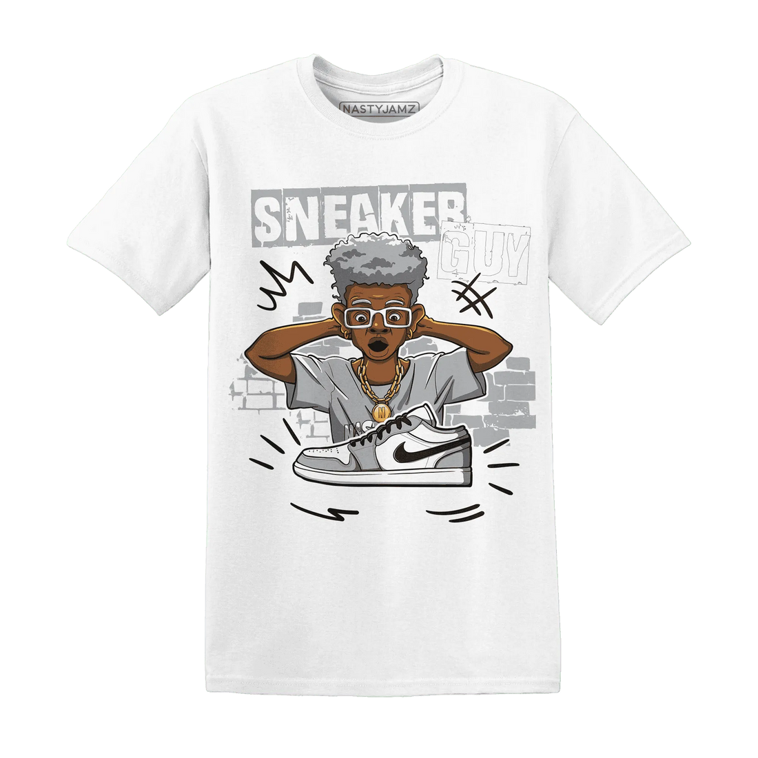 NastyJamz-Wolf-Grey-1s-T-Shirt-Match-Sneaker-Guy-Collector