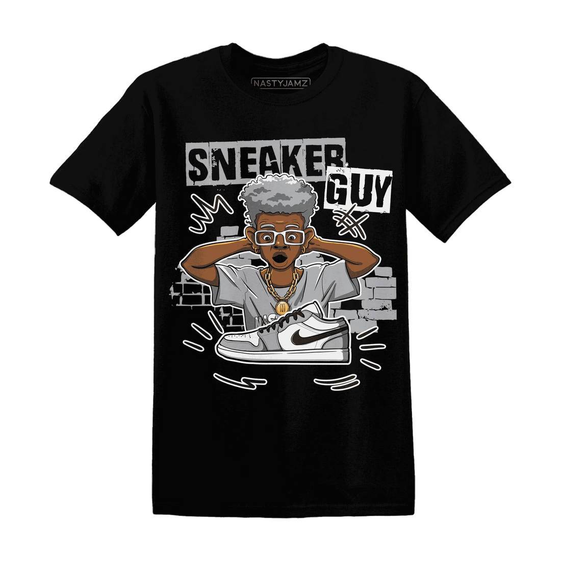 NastyJamz-Wolf-Grey-1s-T-Shirt-Match-Sneaker-Guy-Collector