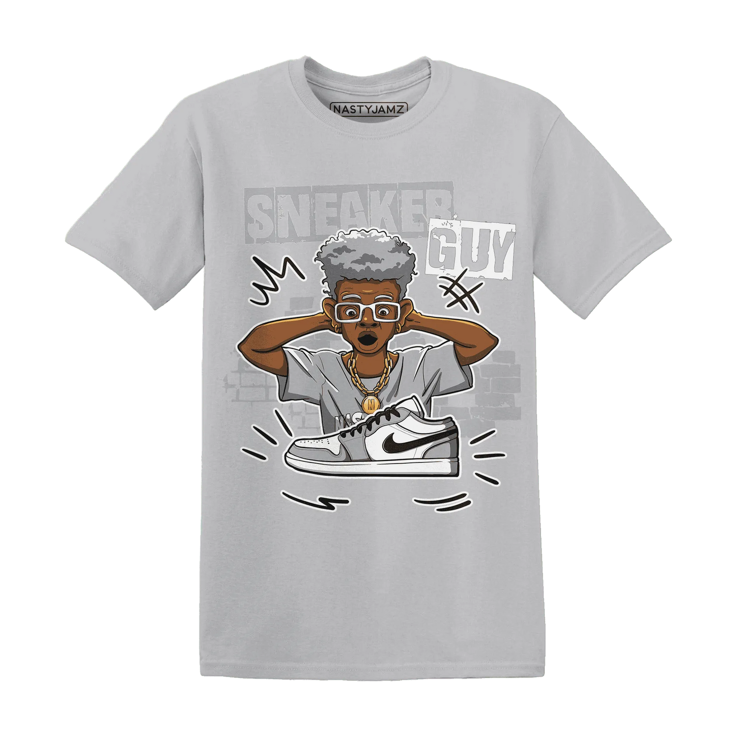 NastyJamz-Wolf-Grey-1s-T-Shirt-Match-Sneaker-Guy-Collector