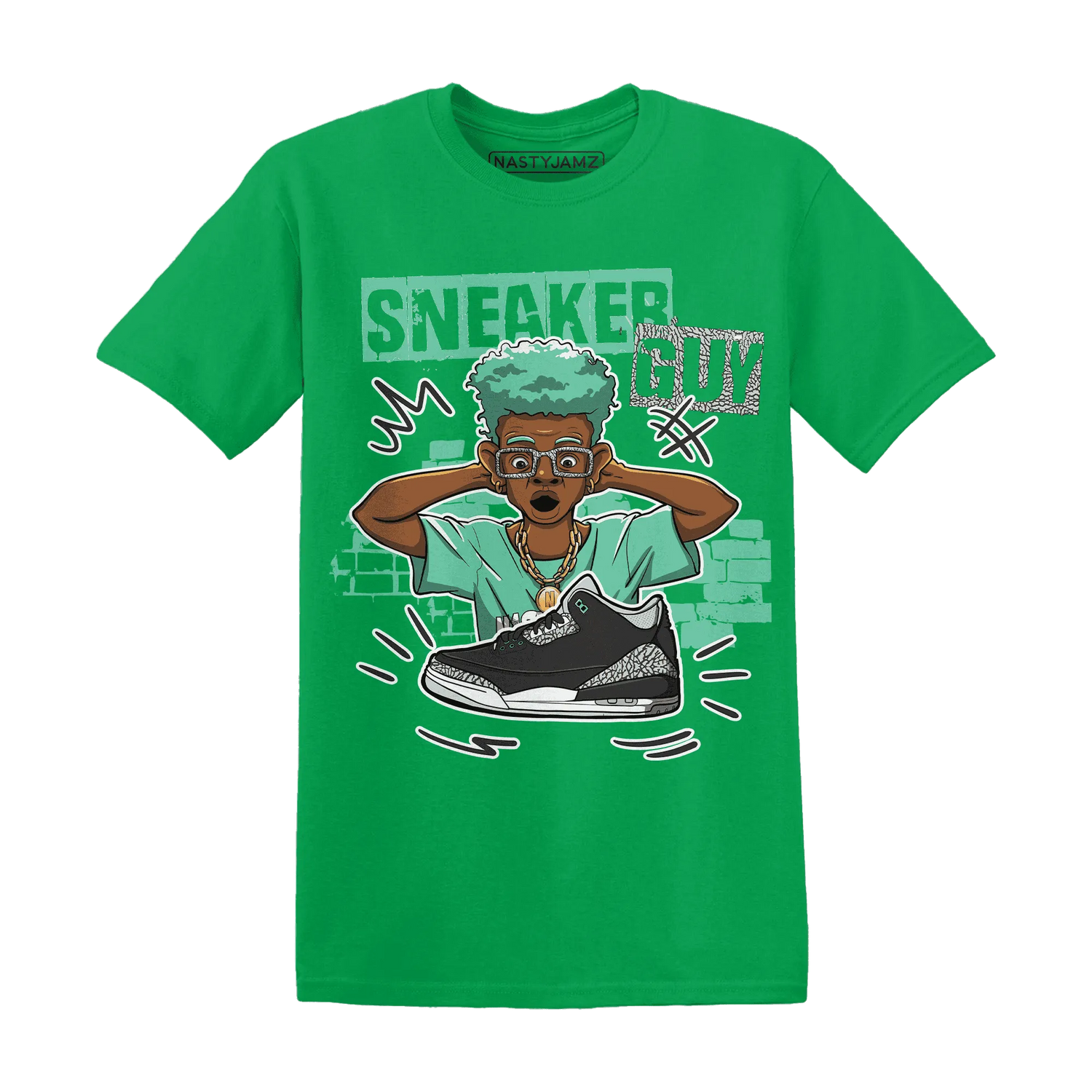 NastyJamz-Green-Glow-3s-T-Shirt-Match-Sneaker-Guy-Collector
