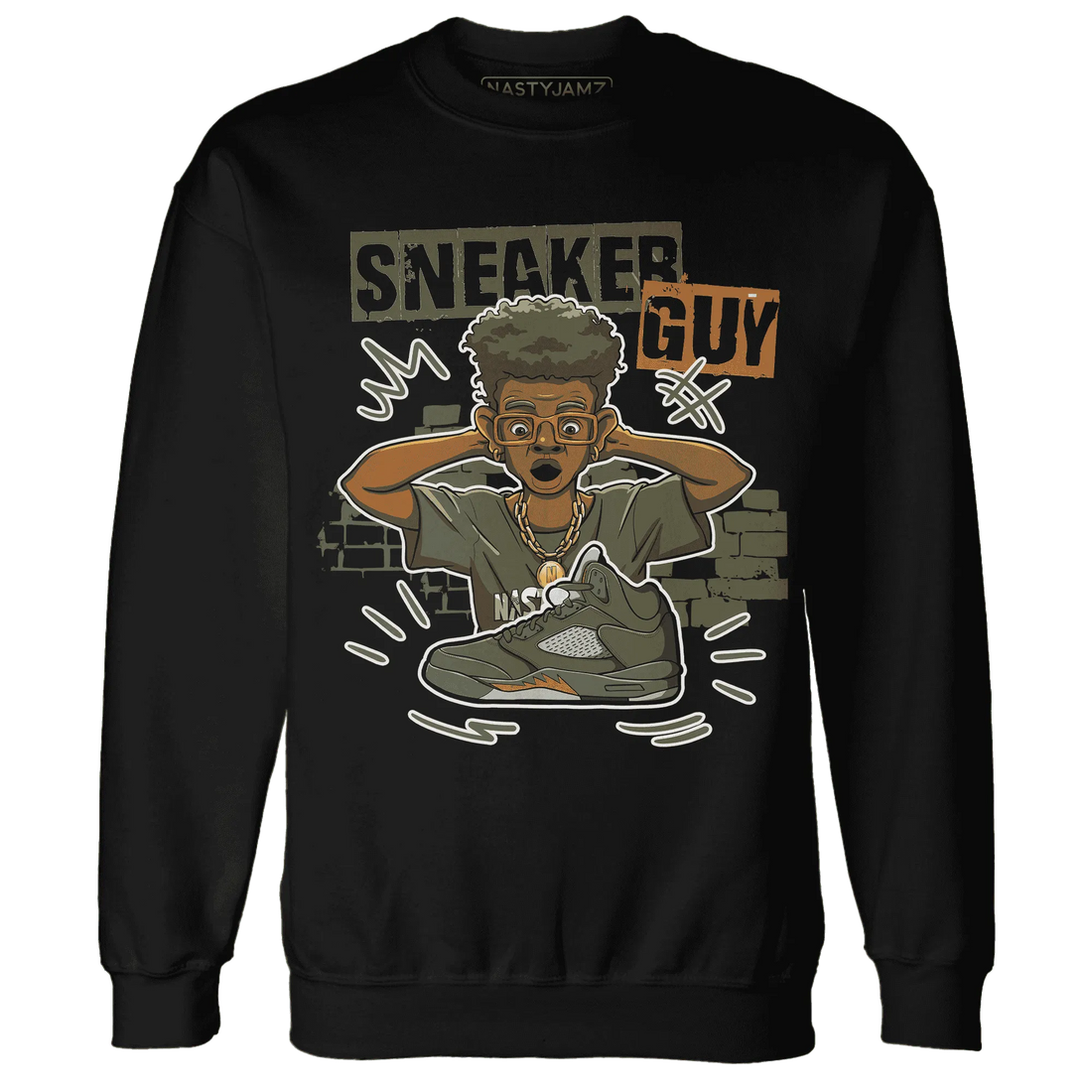 NastyJamz-Olive-5s-Sweatshirt-Match-Sneaker-Guy-Collector