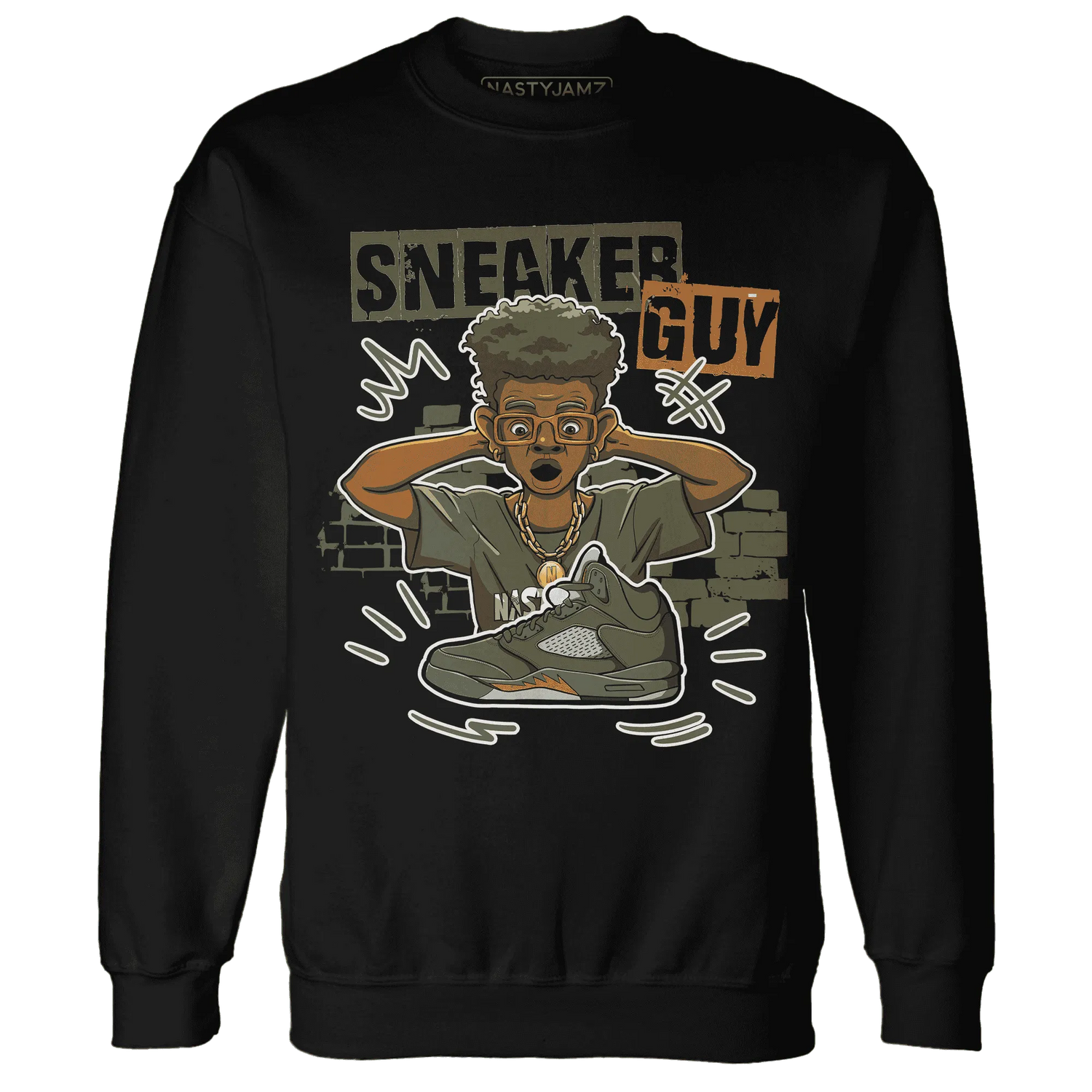 NastyJamz-Olive-5s-Sweatshirt-Match-Sneaker-Guy-Collector