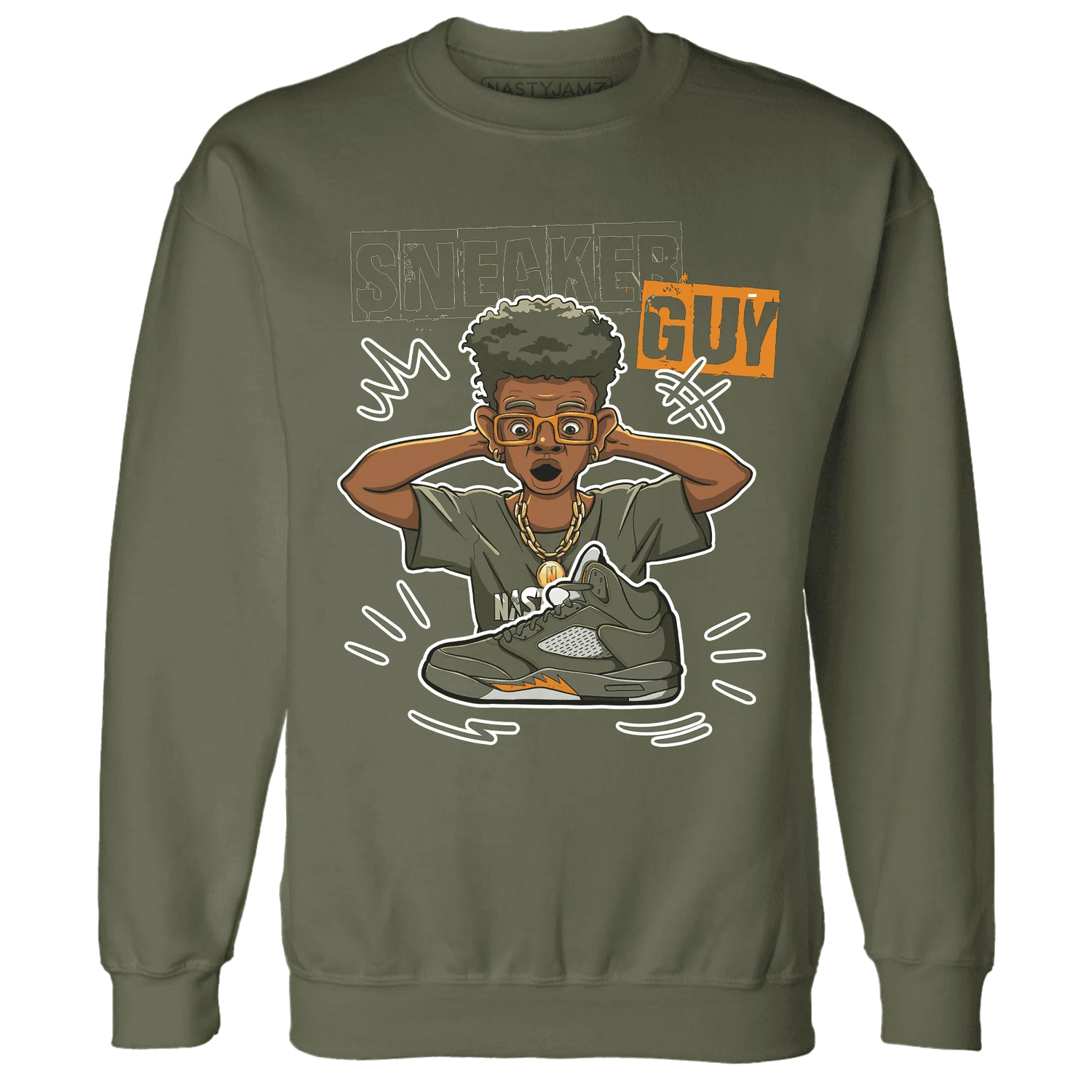 NastyJamz-Olive-5s-Sweatshirt-Match-Sneaker-Guy-Collector