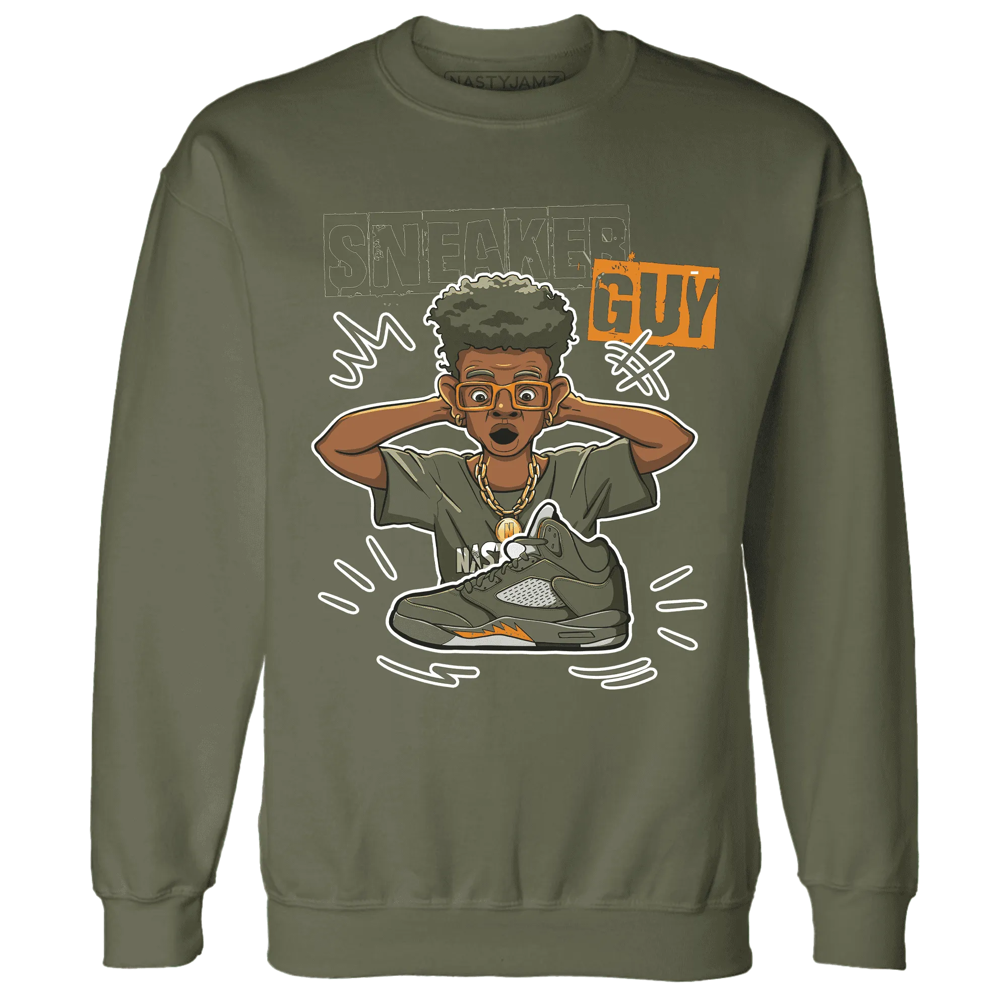 NastyJamz-Olive-5s-Sweatshirt-Match-Sneaker-Guy-Collector