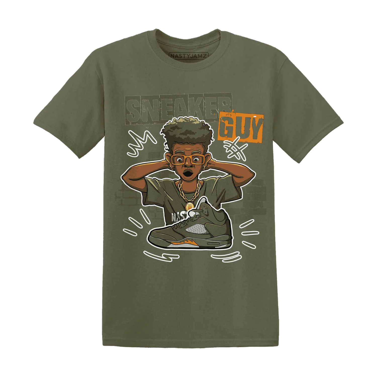 NastyJamz-Olive-5s-T-Shirt-Match-Sneaker-Guy-Collector