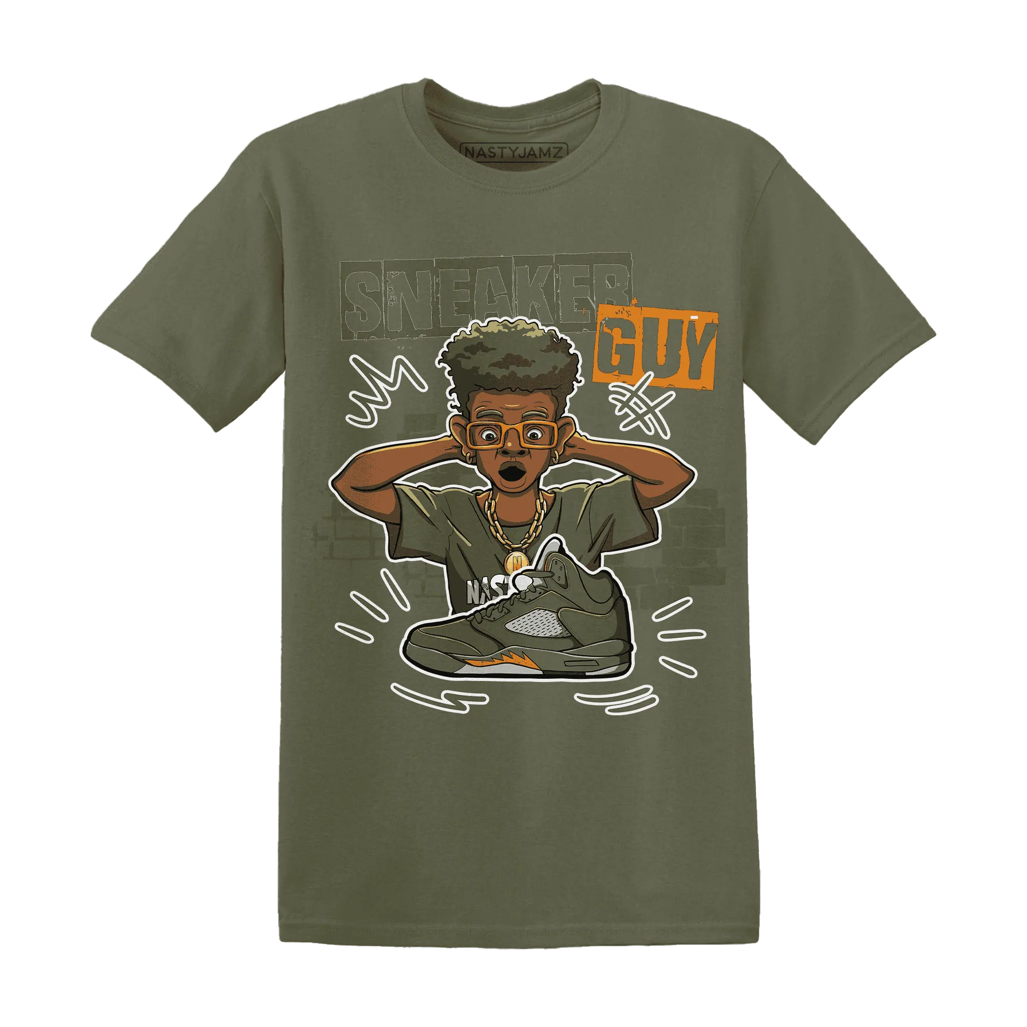 NastyJamz-Olive-5s-T-Shirt-Match-Sneaker-Guy-Collector
