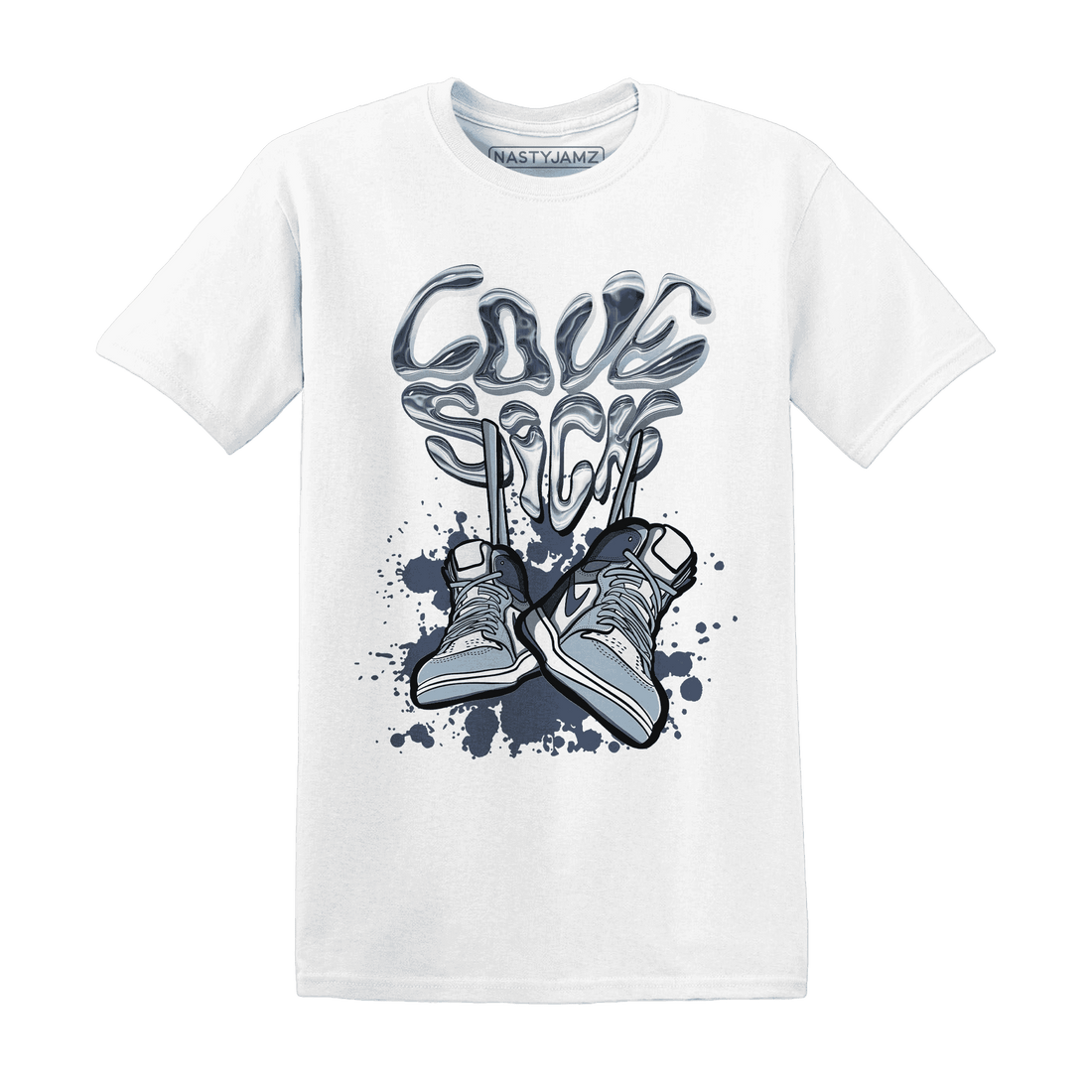 Mid Diffused Blue Grey 1s T Shirt Match Sneaker Love Sick - NastyJamz