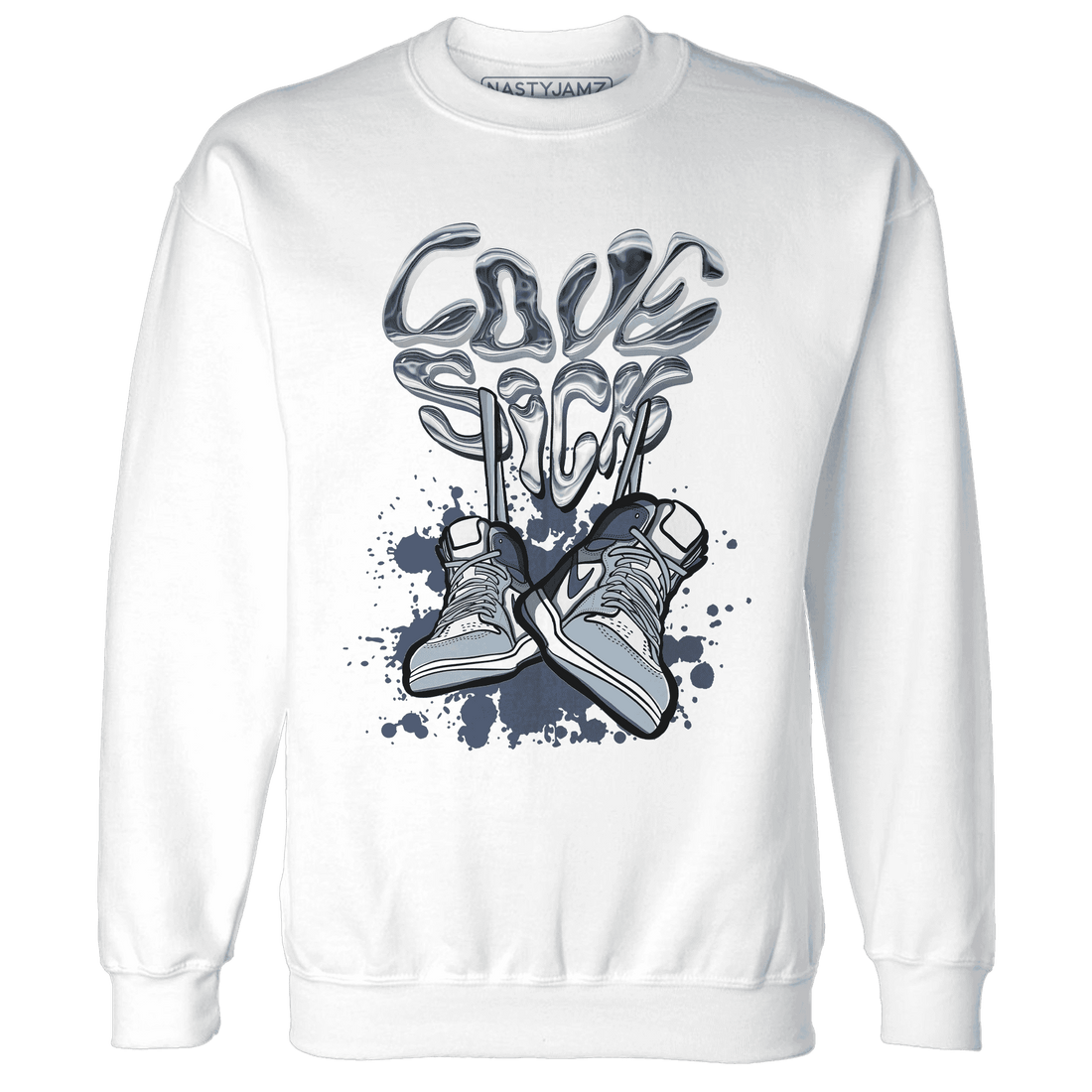 Mid Diffused Blue Grey 1s Sweatshirt Match Sneaker Love Sick - NastyJamz
