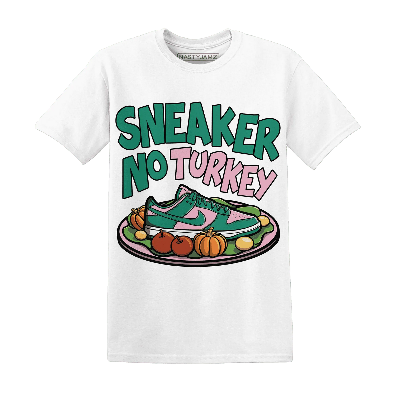 Dunk-Pink-Malachite-Medium-Soft-Low-Sail-NastyJamz-T-Shirt-Match-Sneaker-No-Turkey