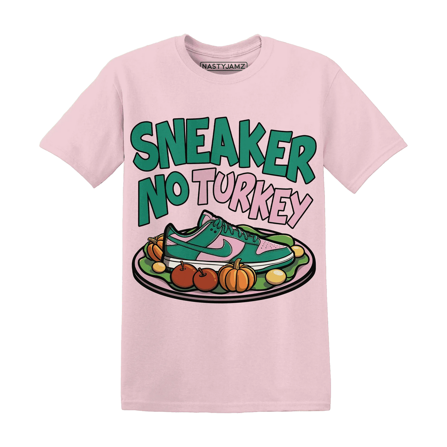 Dunk-Pink-Malachite-Medium-Soft-Low-Sail-NastyJamz-T-Shirt-Match-Sneaker-No-Turkey