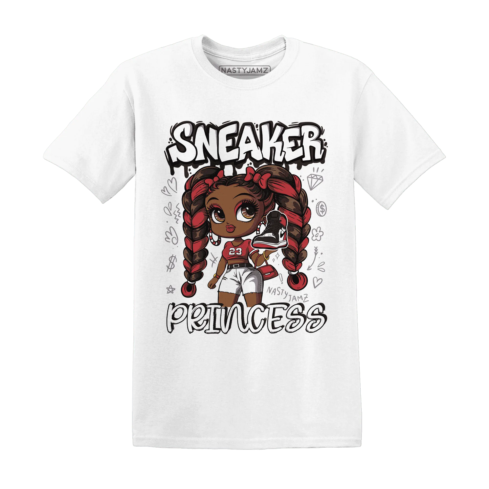 Black-Toe-Reimagined-Red-White-1s-T-Shirt-Match-Sneaker-Princess