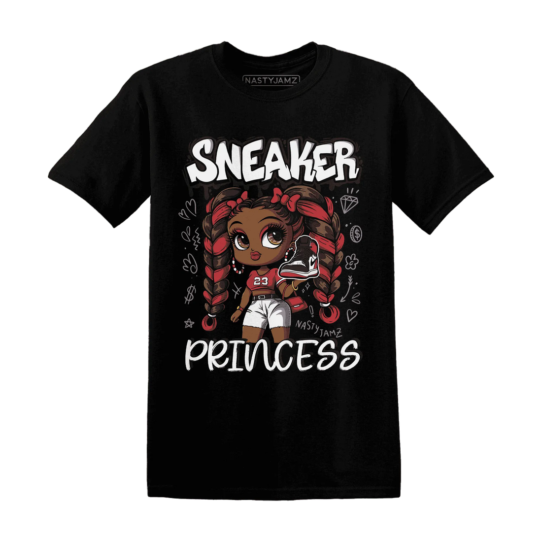 Black-Toe-Reimagined-Red-White-1s-T-Shirt-Match-Sneaker-Princess