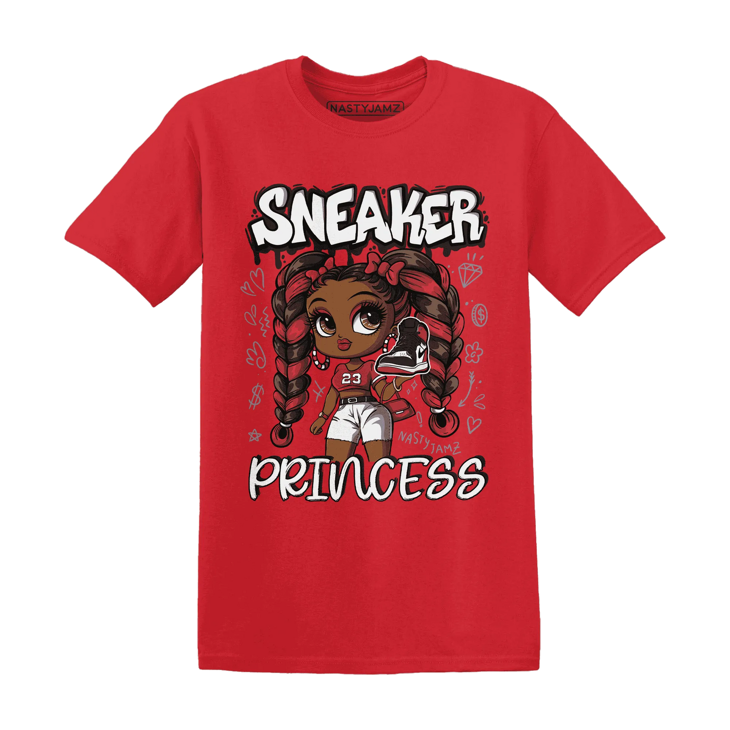 Black-Toe-Reimagined-Red-White-1s-T-Shirt-Match-Sneaker-Princess