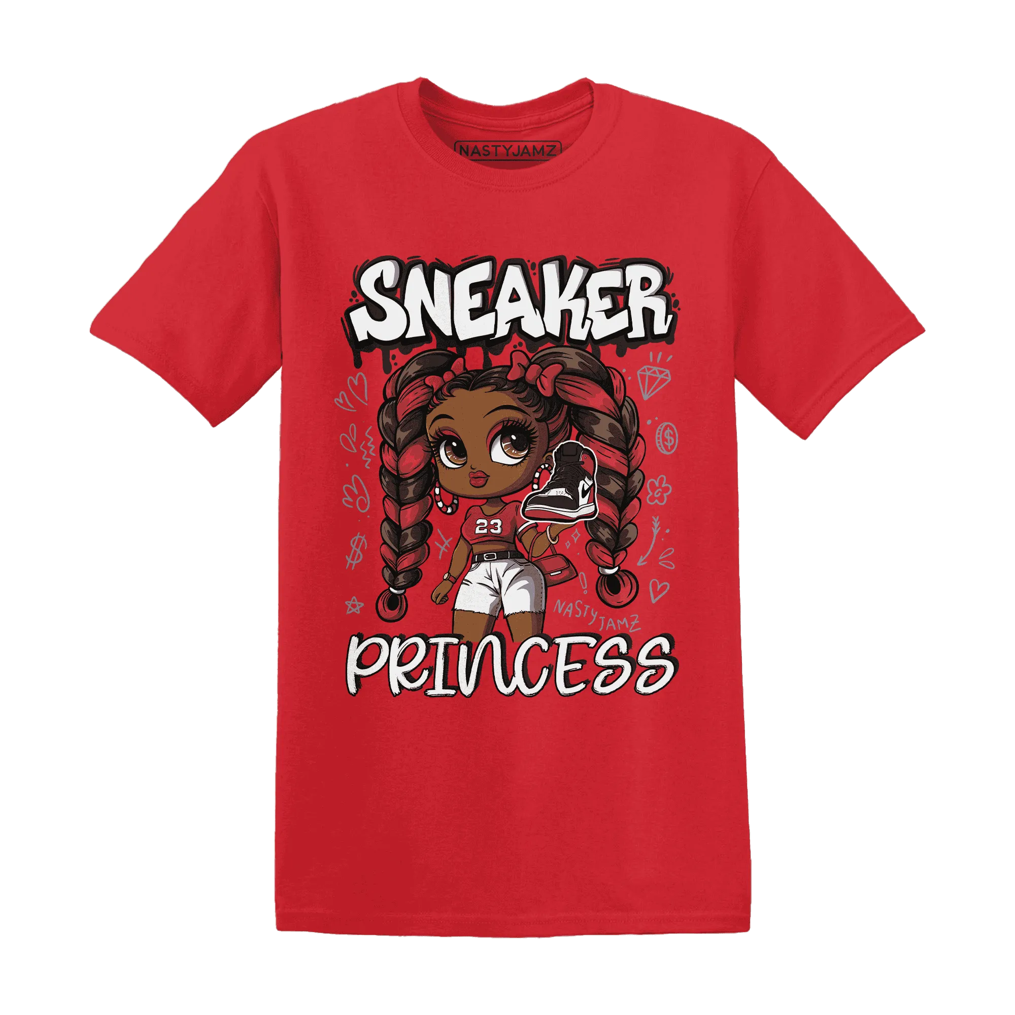 Black-Toe-Reimagined-Red-White-1s-T-Shirt-Match-Sneaker-Princess