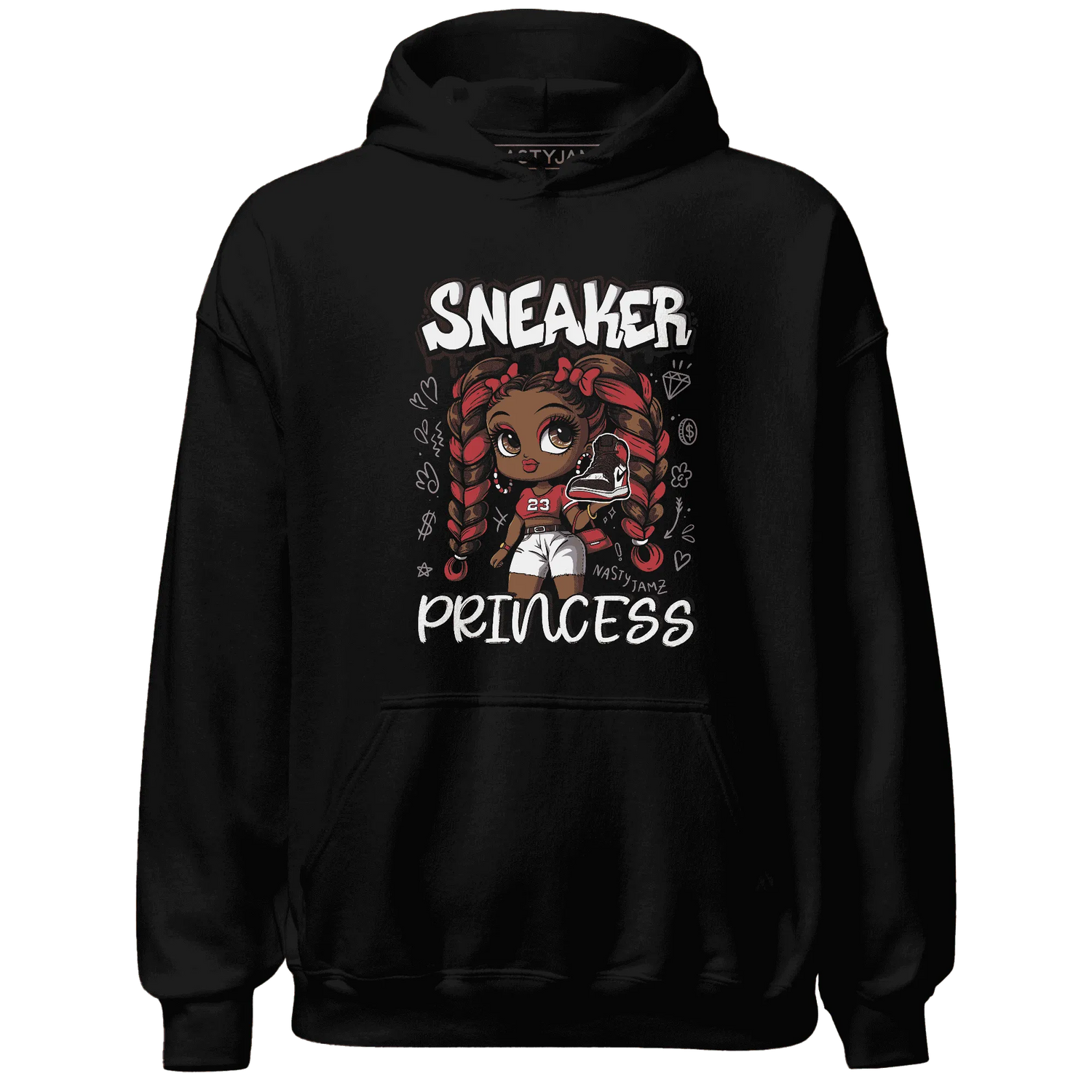 Black-Toe-Reimagined-Red-White-1s-Hoodie-Match-Sneaker-Princess