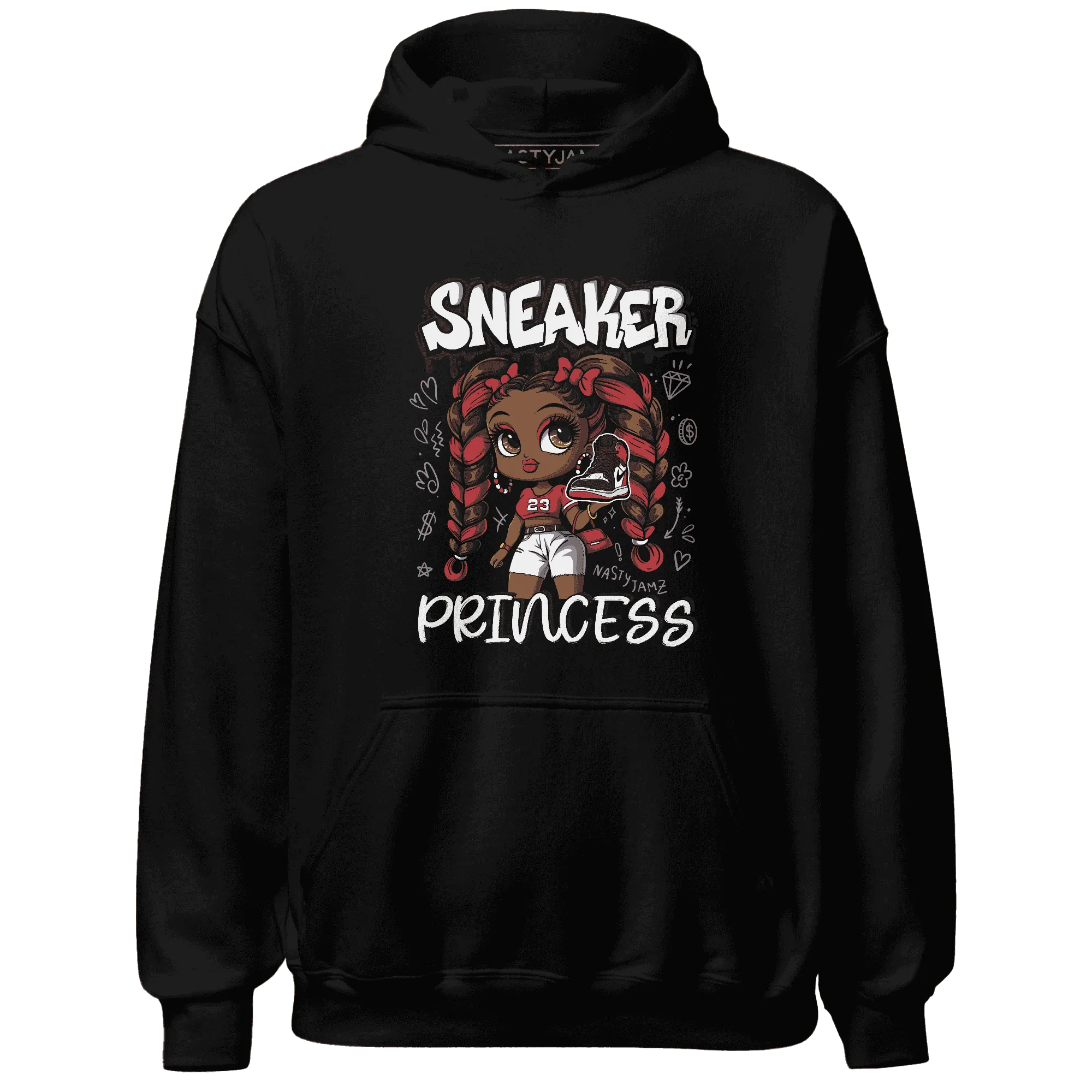 Black-Toe-Reimagined-Red-White-1s-Hoodie-Match-Sneaker-Princess