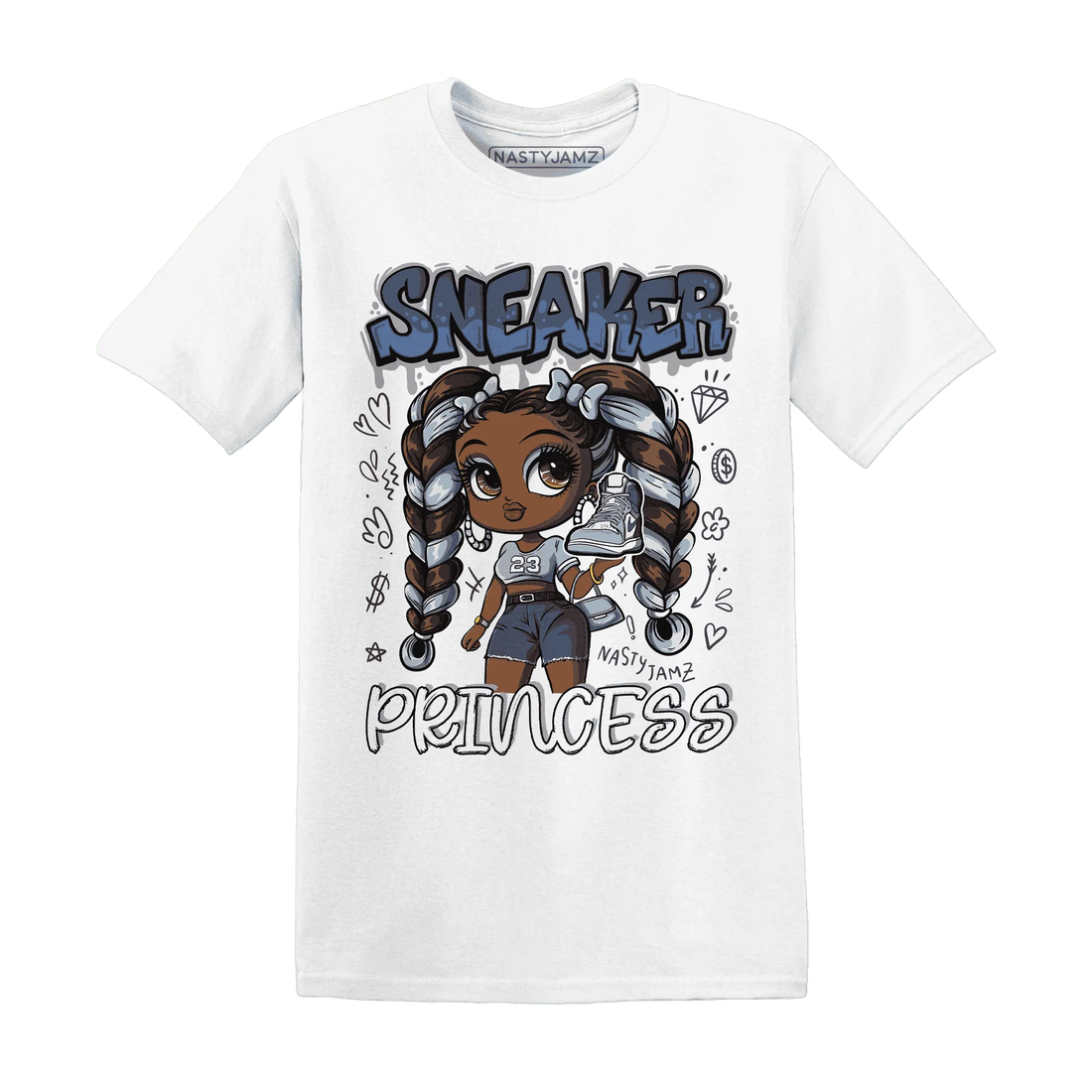 Mid-Diffused-Blue-Grey-1s-T-Shirt-Match-Sneaker-Princess