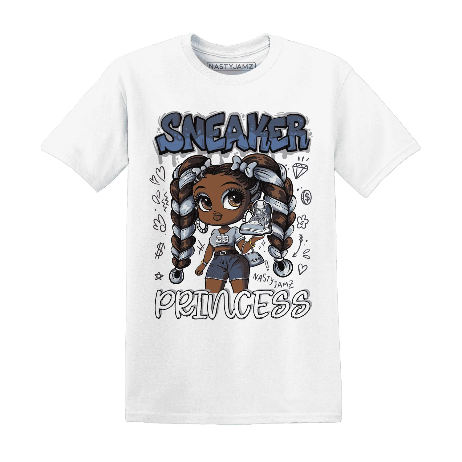 Mid-Diffused-Blue-Grey-1s-T-Shirt-Match-Sneaker-Princess