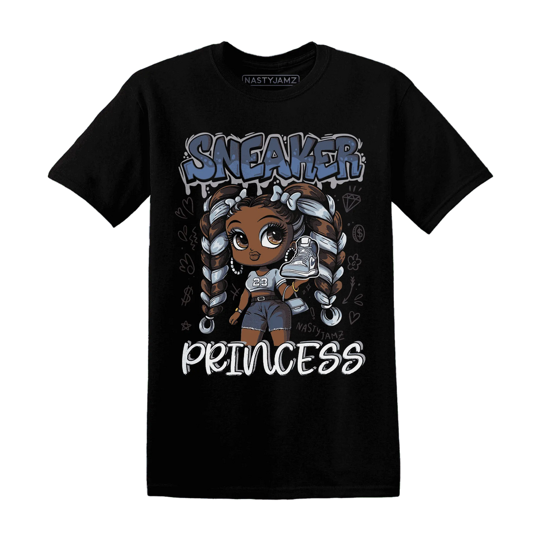 Mid-Diffused-Blue-Grey-1s-T-Shirt-Match-Sneaker-Princess