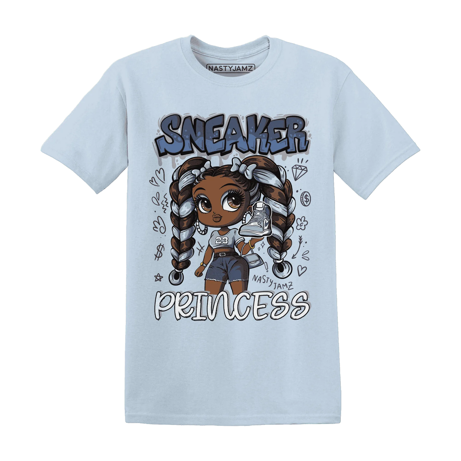Mid-Diffused-Blue-Grey-1s-T-Shirt-Match-Sneaker-Princess
