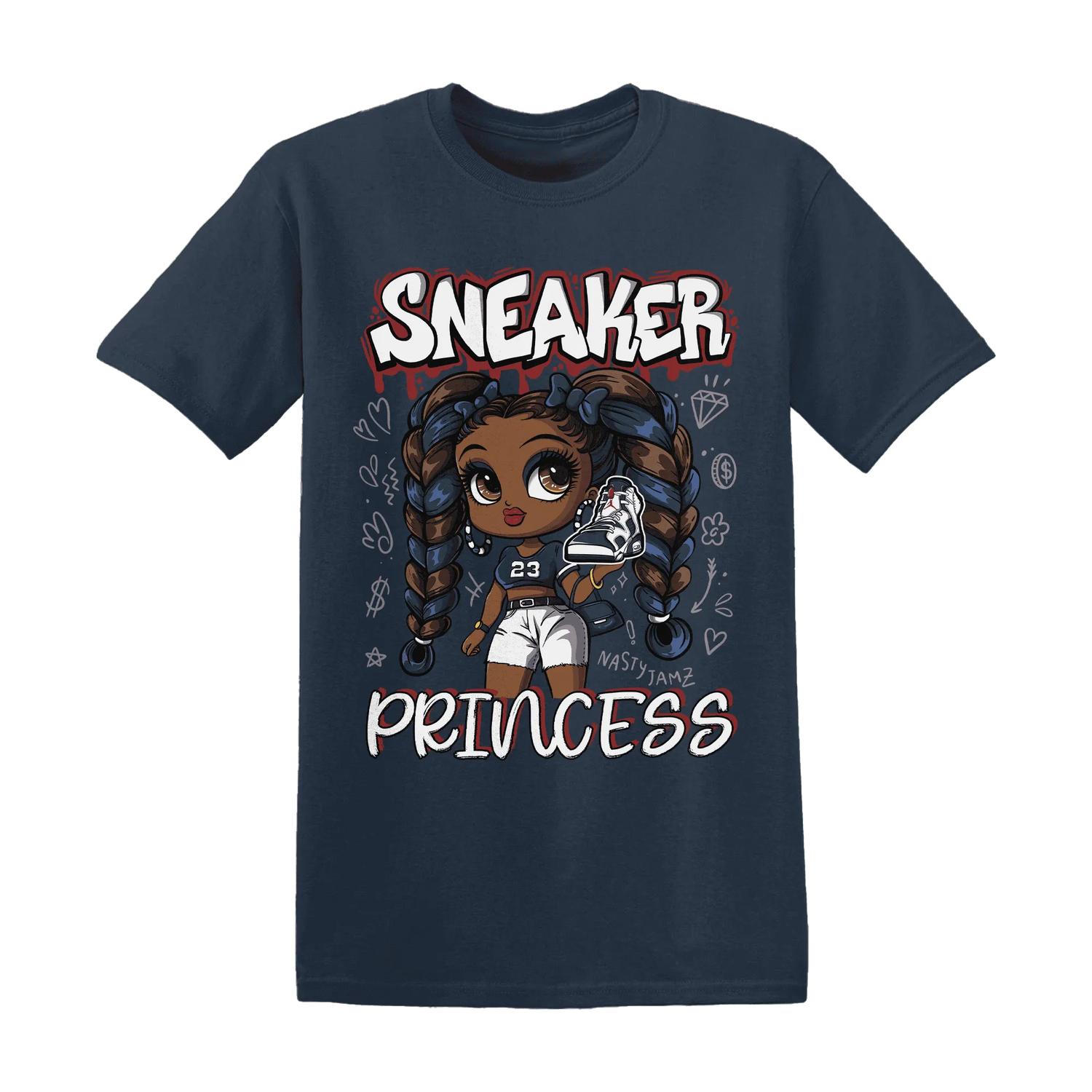 White-Navy-6s-T-Shirt-Match-Sneaker-Princess