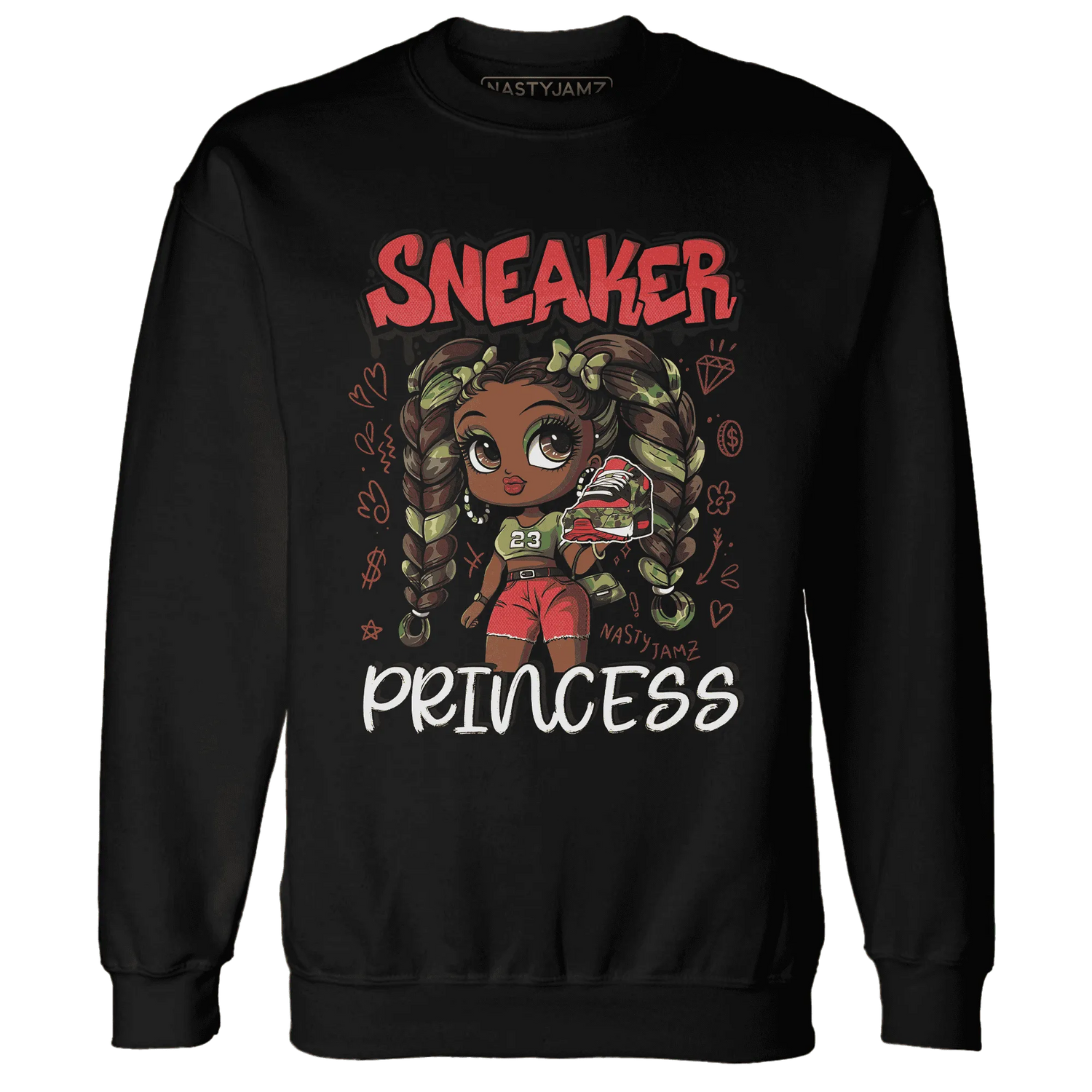 AM-90-Dark-Sage-Solar-Red-NastyJamz-Sweatshirt-Match-Sneaker-Princess